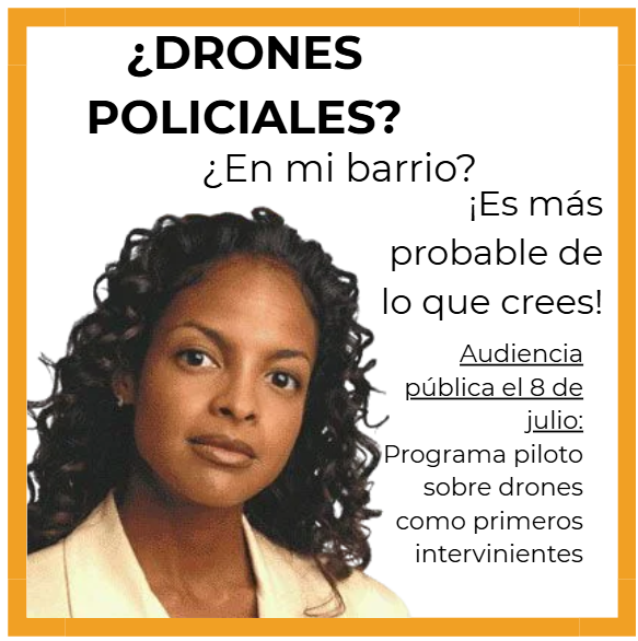 Meme con borde naranja. Una mujer afroamericana  de piel morena, con el  pelo rizado hasta los hombros, mira con preocupación