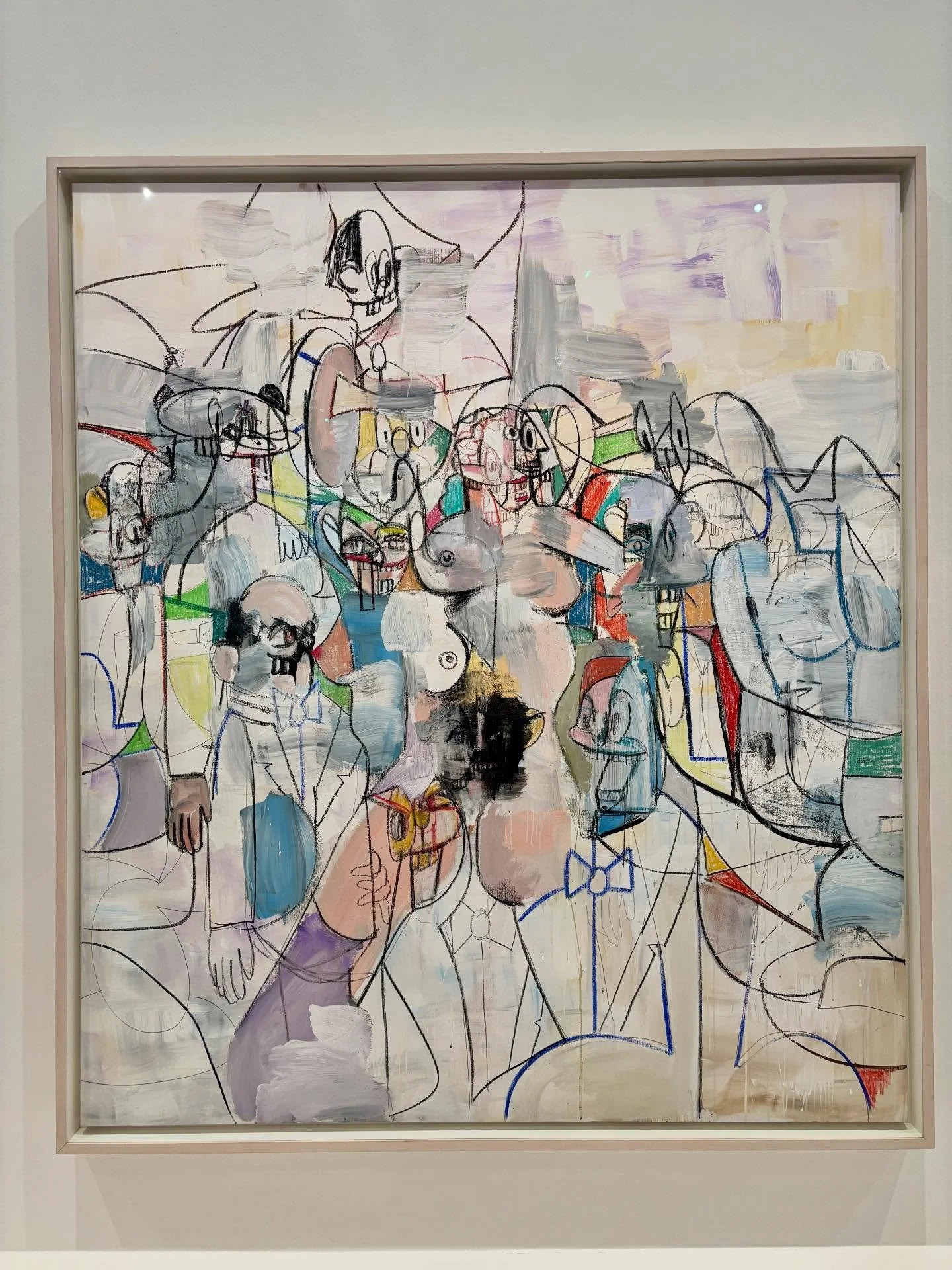 Look closer.

What looks messy here is actually very controlled. George Condo knows exactly where every line goes. He learned how to paint &ldquo;correctly&rdquo; first, then chose to bend the rules.

When we live with a painting like this, it doesn&