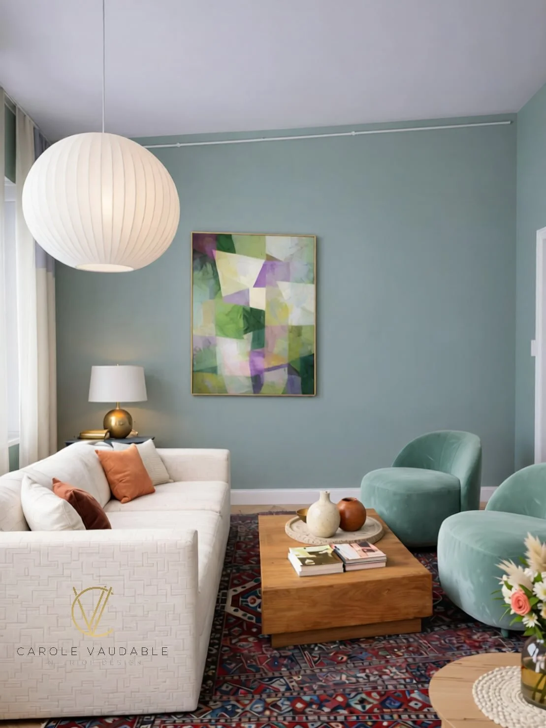 Art is usually treated like the last decision but it determines whether a room feels complete or unsettled. 

In this space, the curved chairs and calm walls needed structure, so the geometric abstract piece introduces sharper lines without overpower