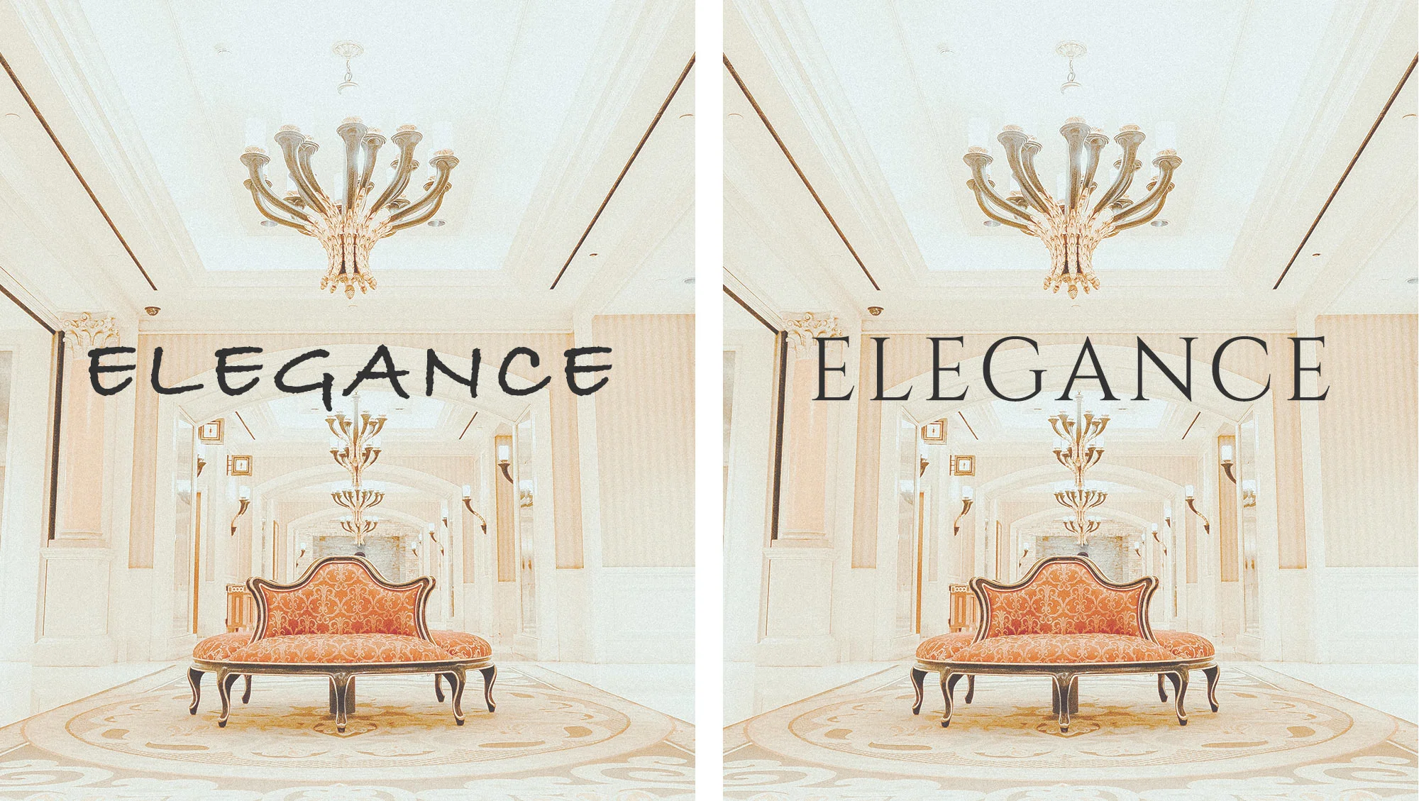 Example shows two different font styles on luxury image