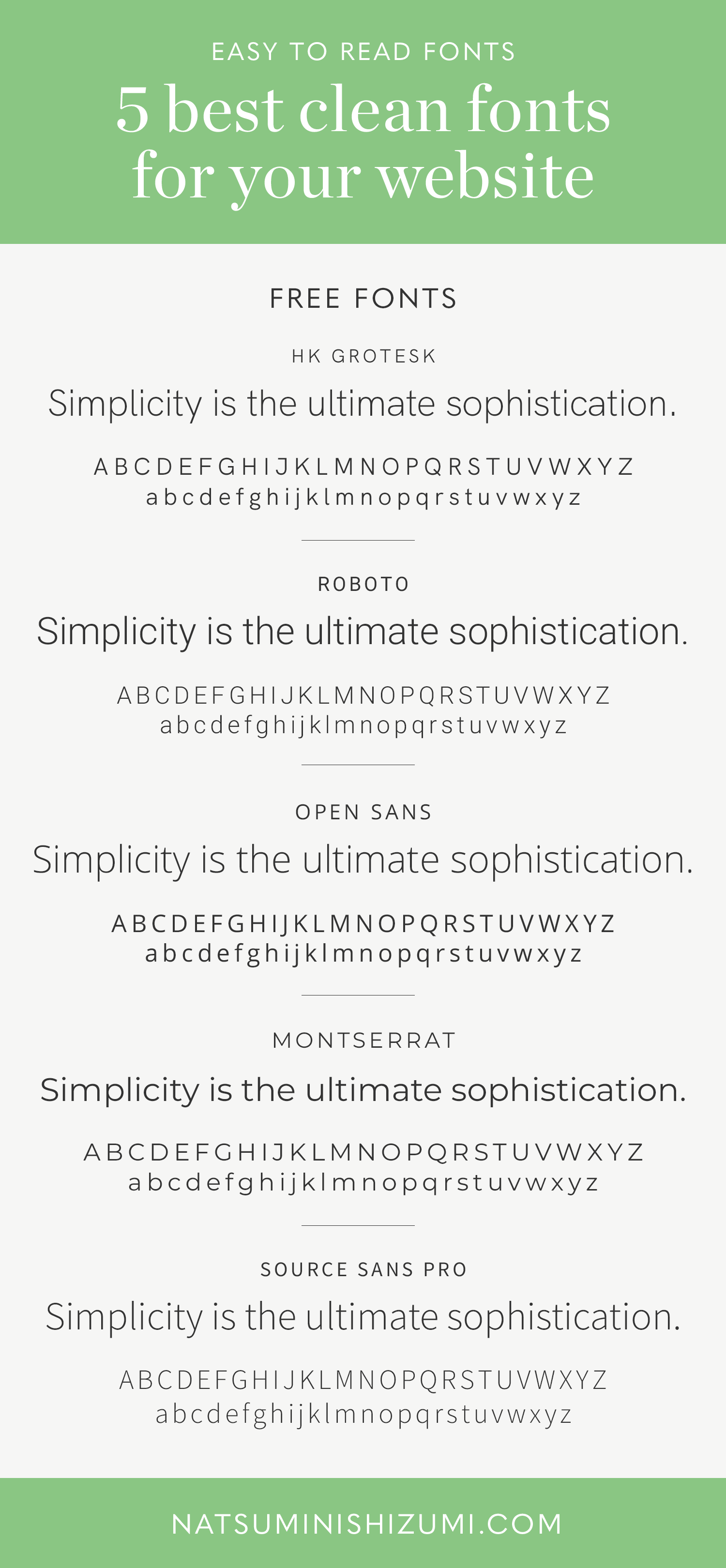 Clean fonts for a website by Natsumi Nishizumi