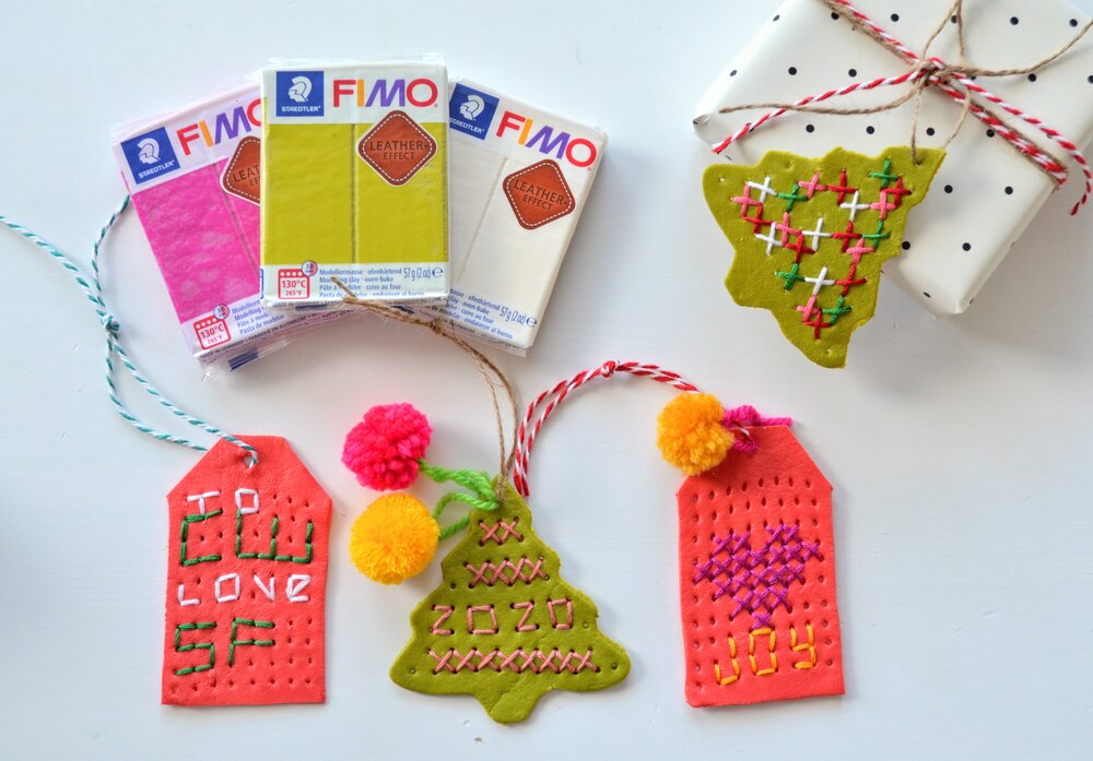 Christmas Tags and Ornaments with FIMO Leather Effect Clay