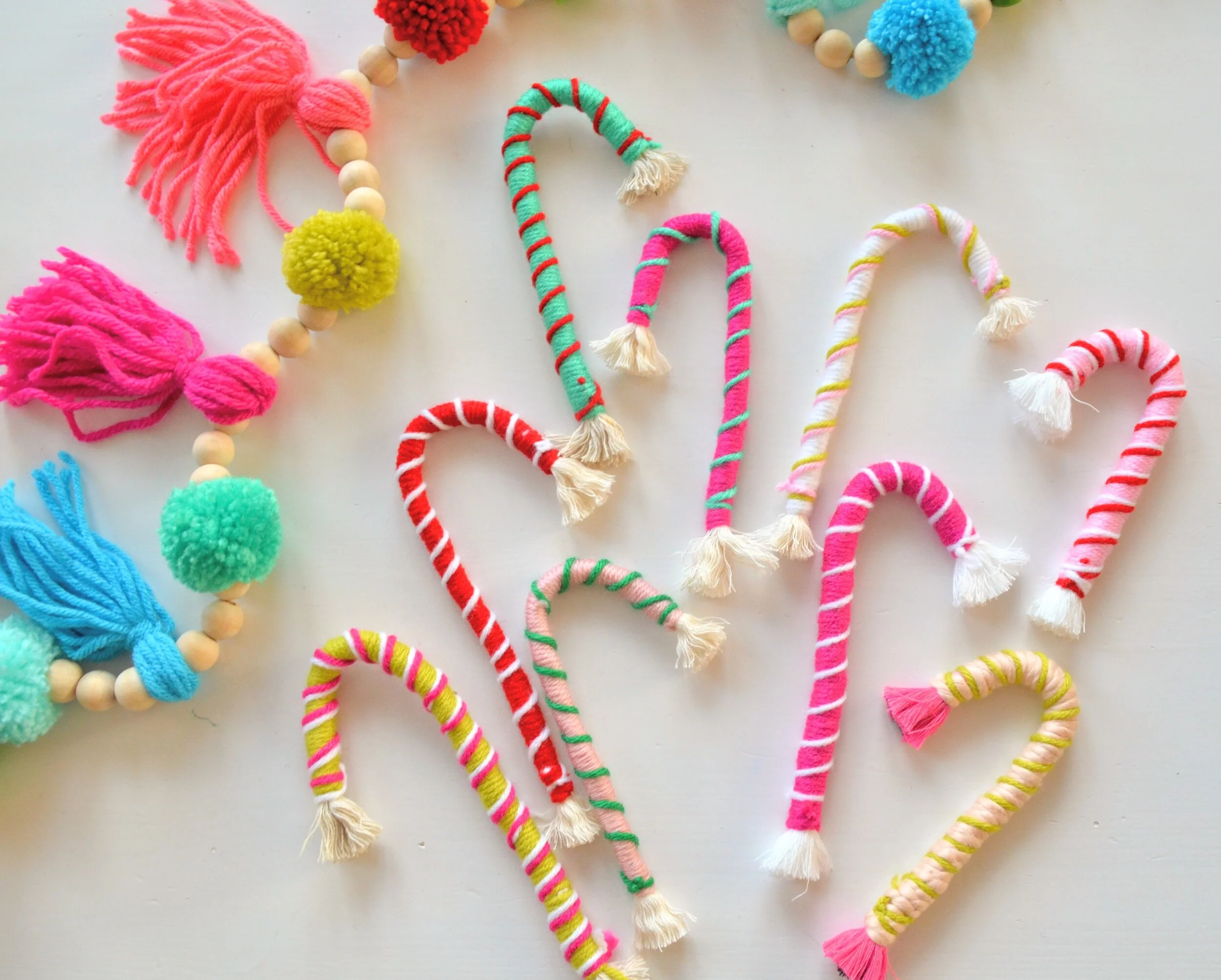 Yarn Wrapped Rope Candy Canes