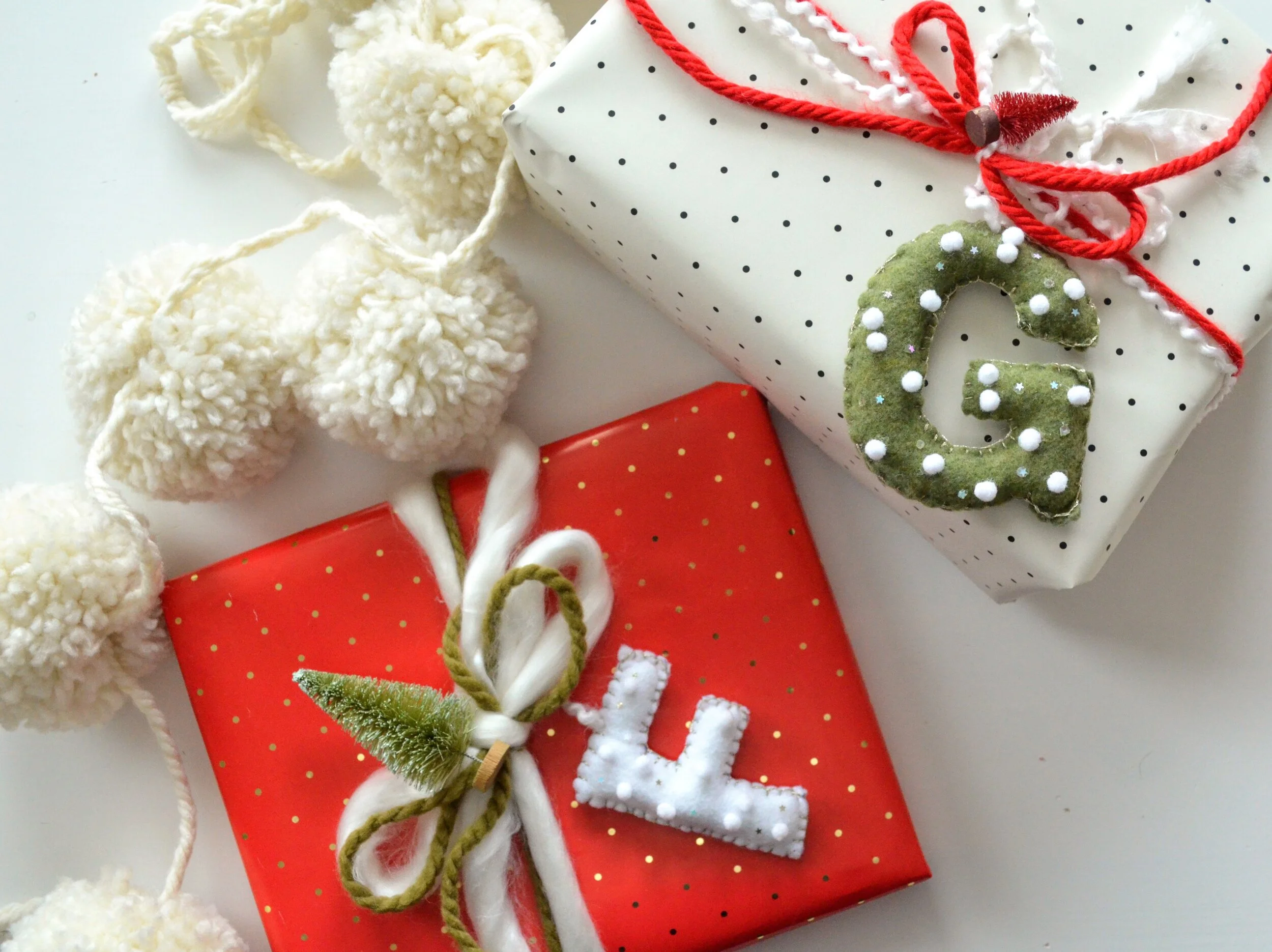 Anthropologie Inspired Felt Monogram Ornaments — Apricot Polkadot