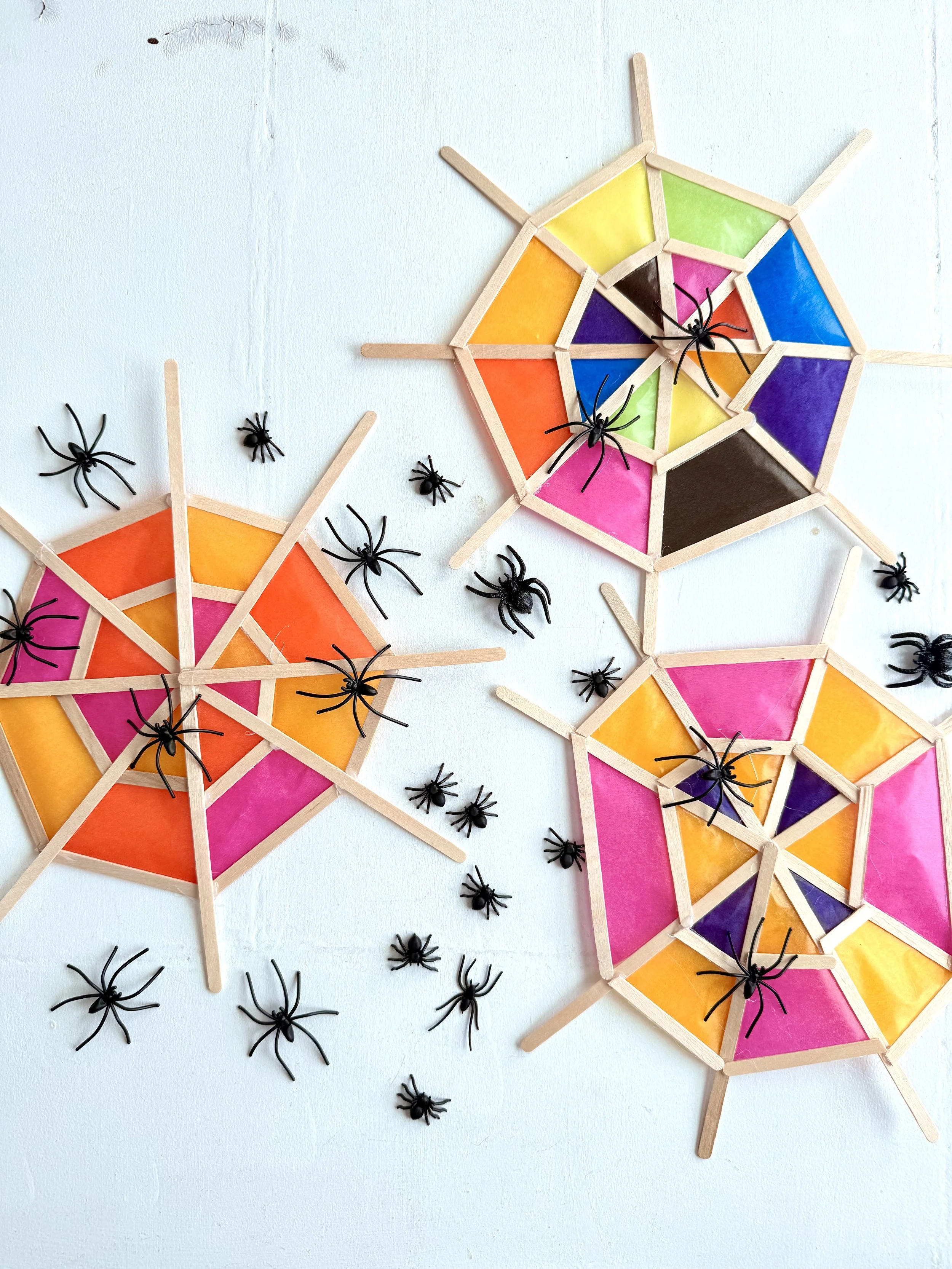 Faux Stained Glass Spider Webs