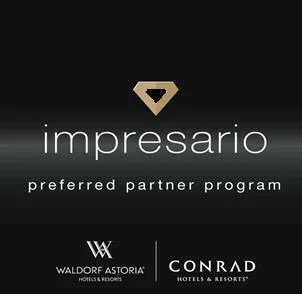 The elite travel industry recognition program that offers exclusive amenities and benefits for to our top producing partners globally. Impresario is unique as it recognizes the client for your loyalty to Waldorf Astoria and Conrad Hotels and Resorts. Client focused amenities: • Best Available Rates • Complimentary Breakfast for 2 people • $100 USD hotel credit per stay, or local currency equivalent • Next category upgrade, subject to availability • Double HHonors points for the client.