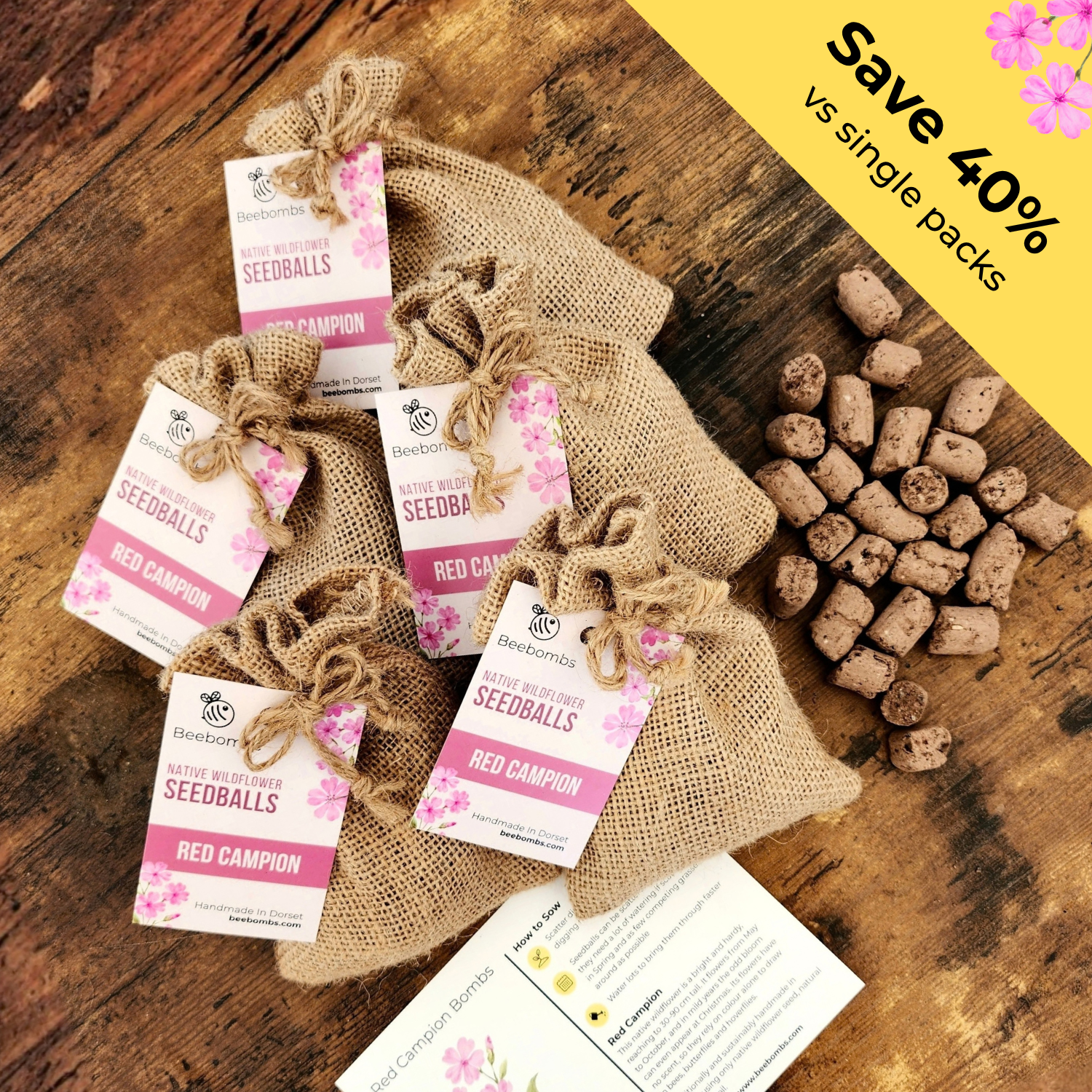 5 Packs of Red Campion Bombs by Beebombs