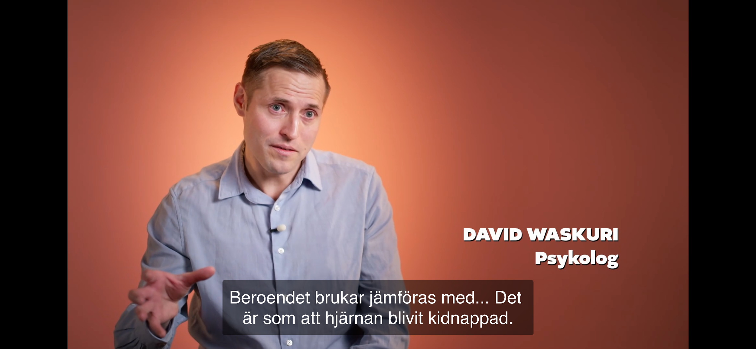 SVT - UR - Allt om knark - Sveapsykologernas psykolog David Waskuri medverkar i programmet