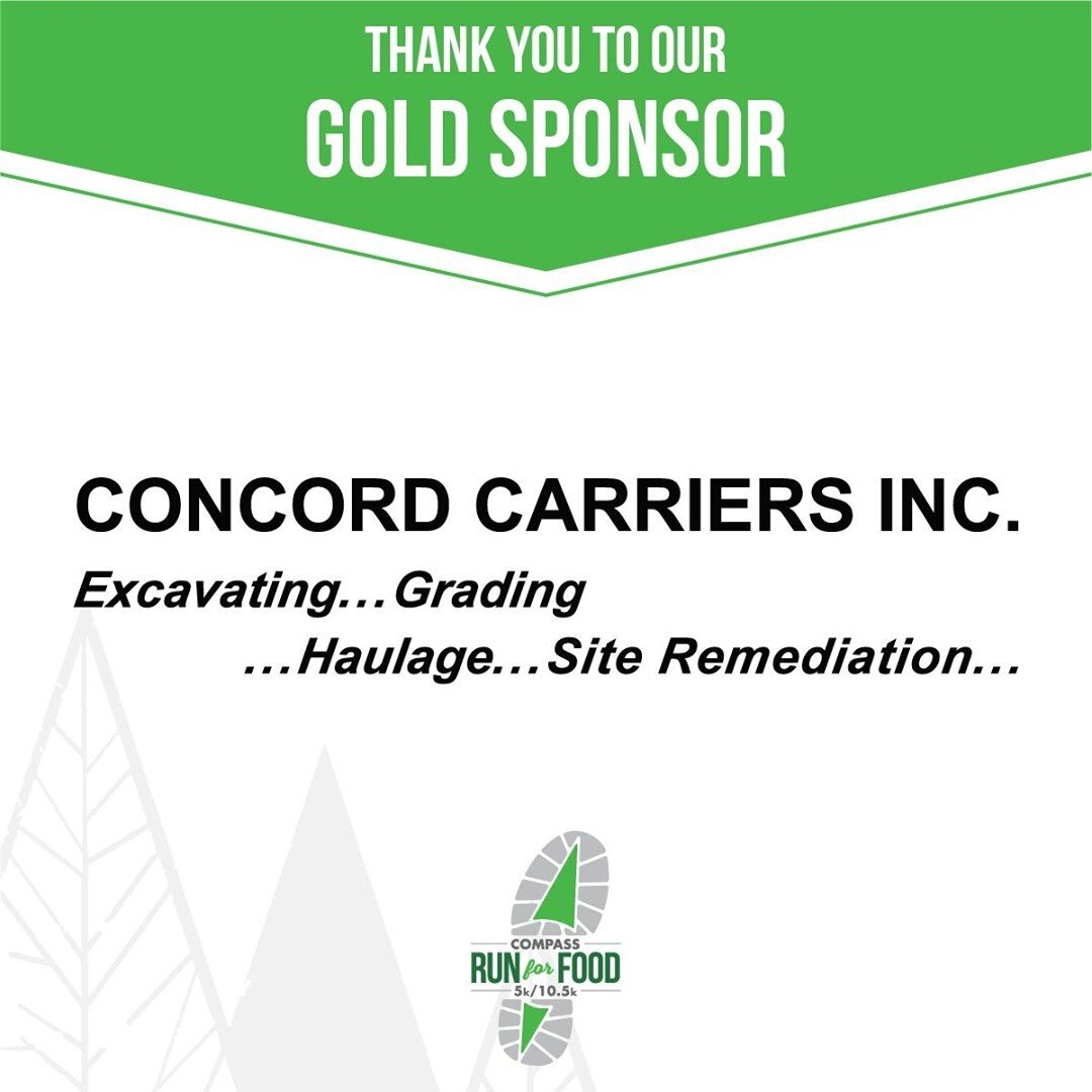 Thank you to our gold partner Concord Carriers Inc. for sponsoring and helping to make Compass Run for Food 2021 a success. #CompassRun4Food #Orangeville #CompassRun www.concordcarriers.ca