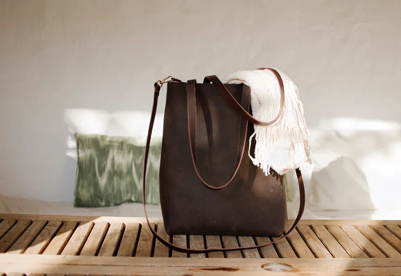 distressed leather bag