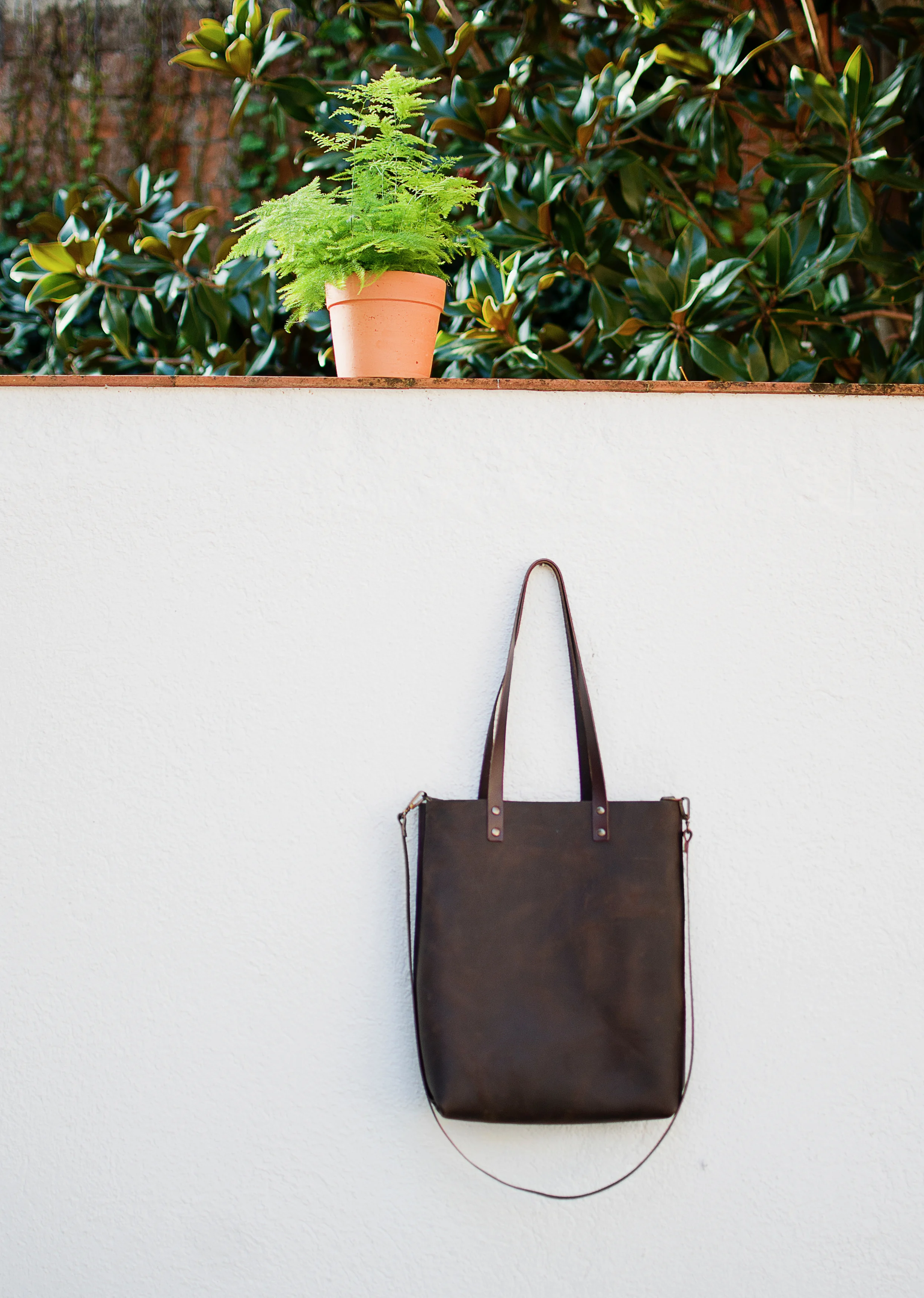 distressed leather tote