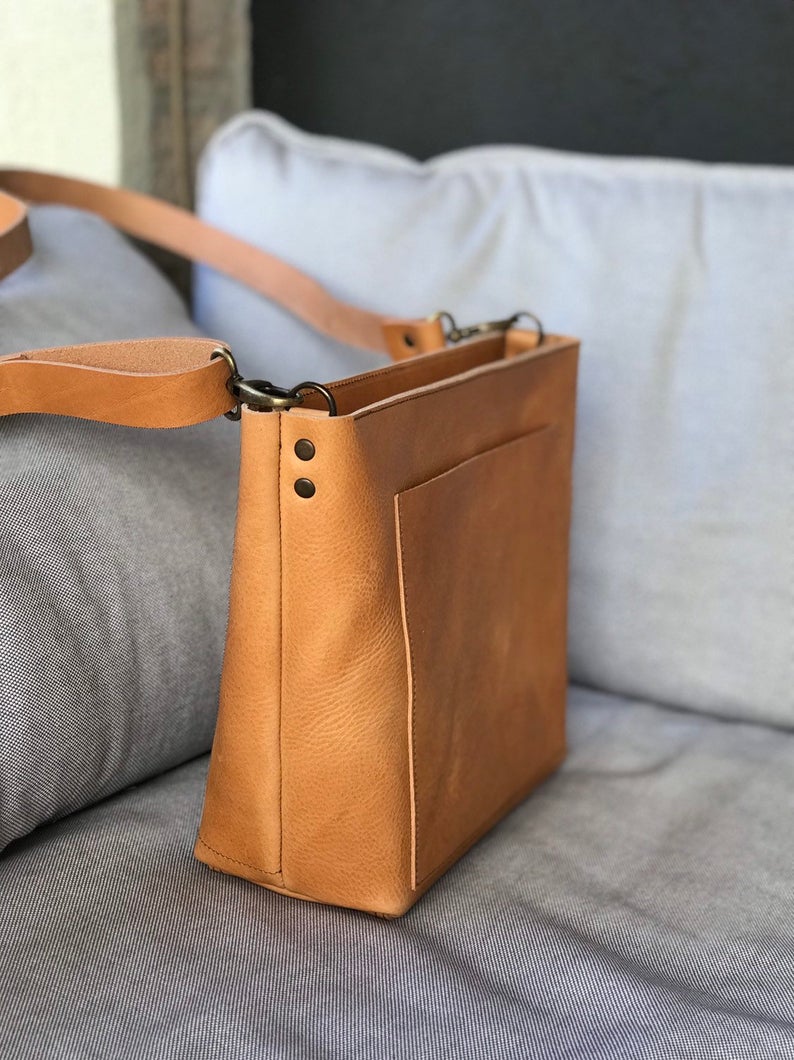 Mini Cap Sa Sal Bag. Small Crossbody bag in Cognac /Tan Leather with  outside pocket and Zipper. (Copy) — Vermut Atelier