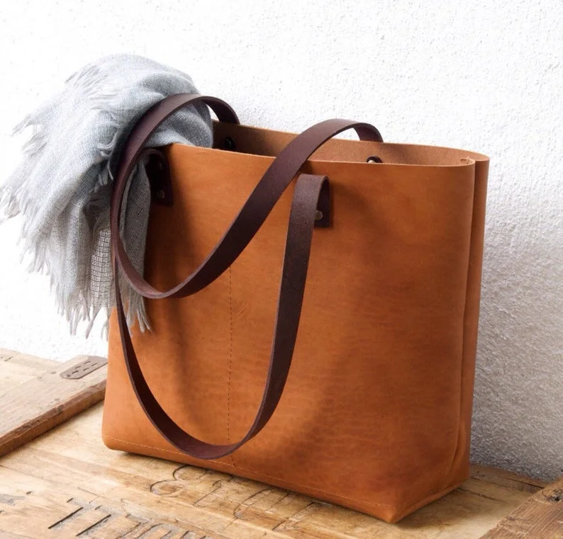 camel leather tote