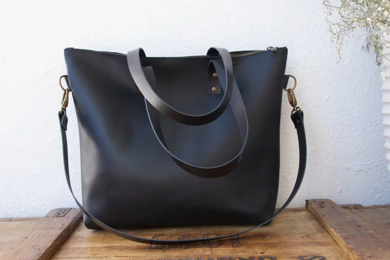 large black leather bag