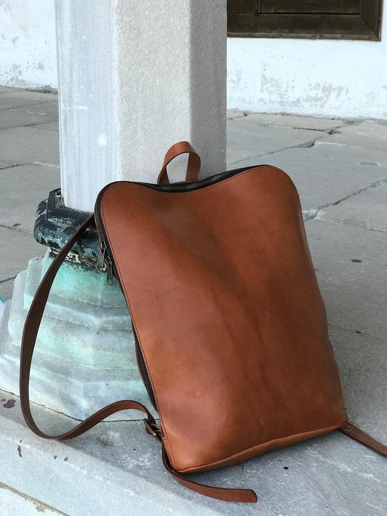 camel leather backpack