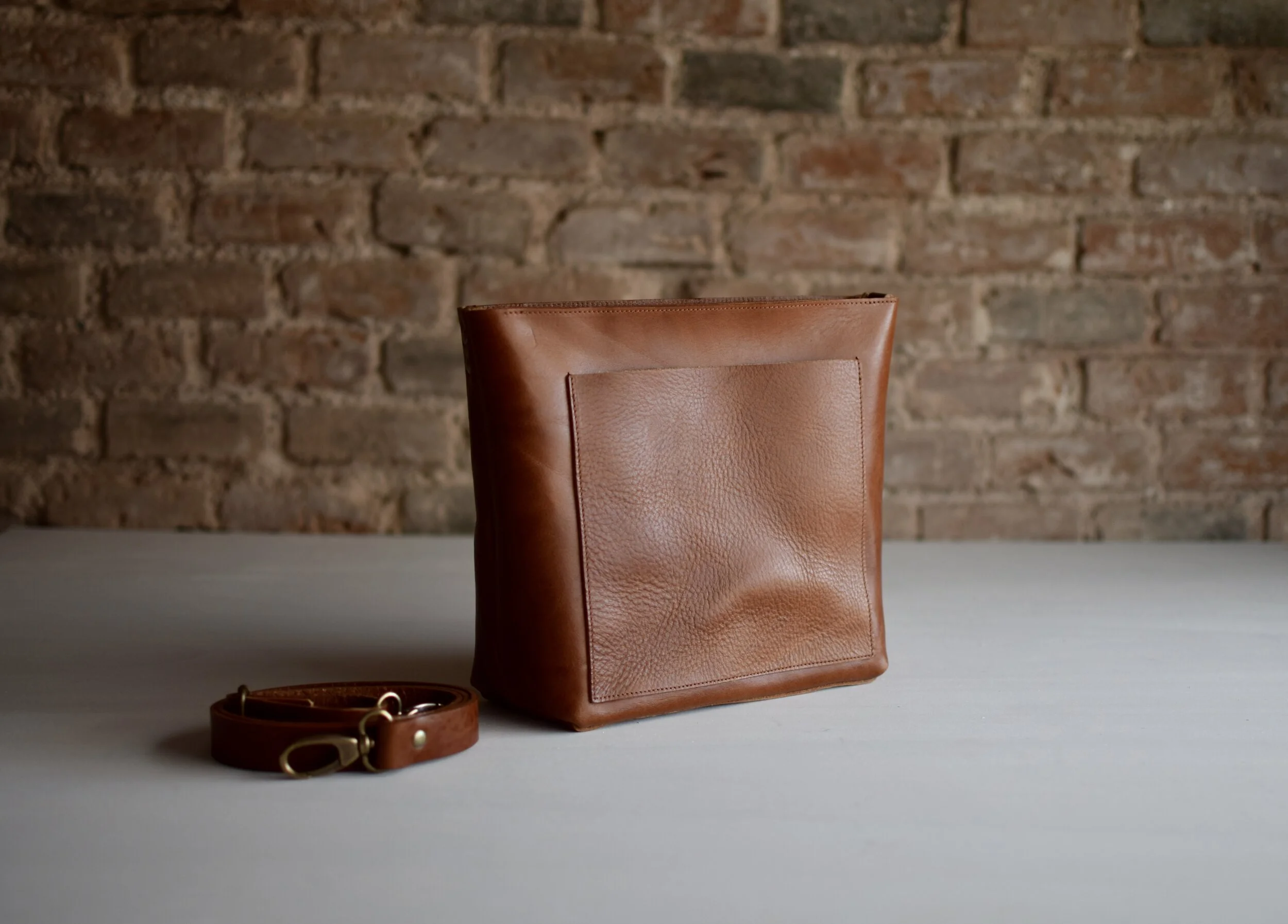 tan leather pouch