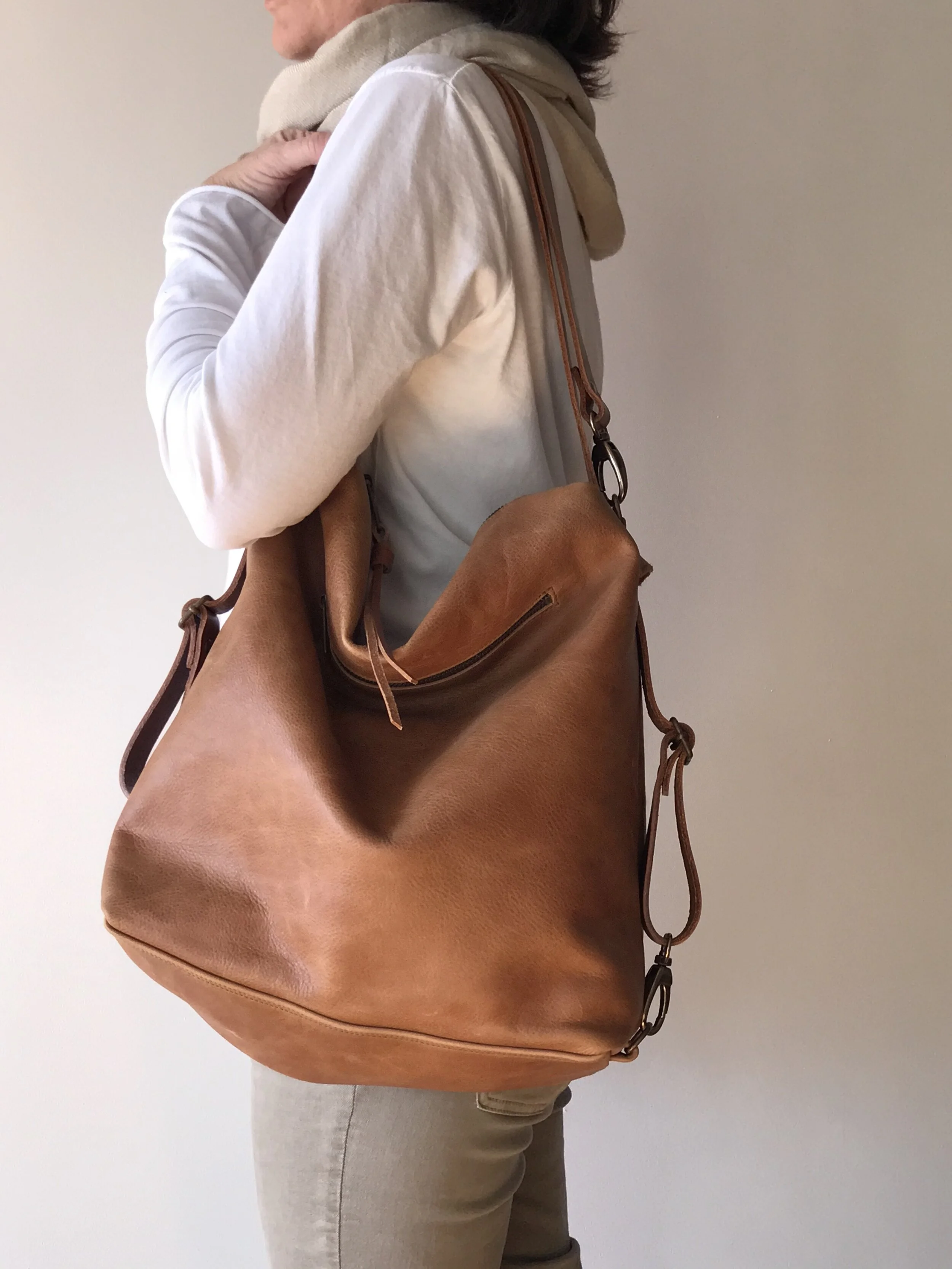 brown leather convertible backpack