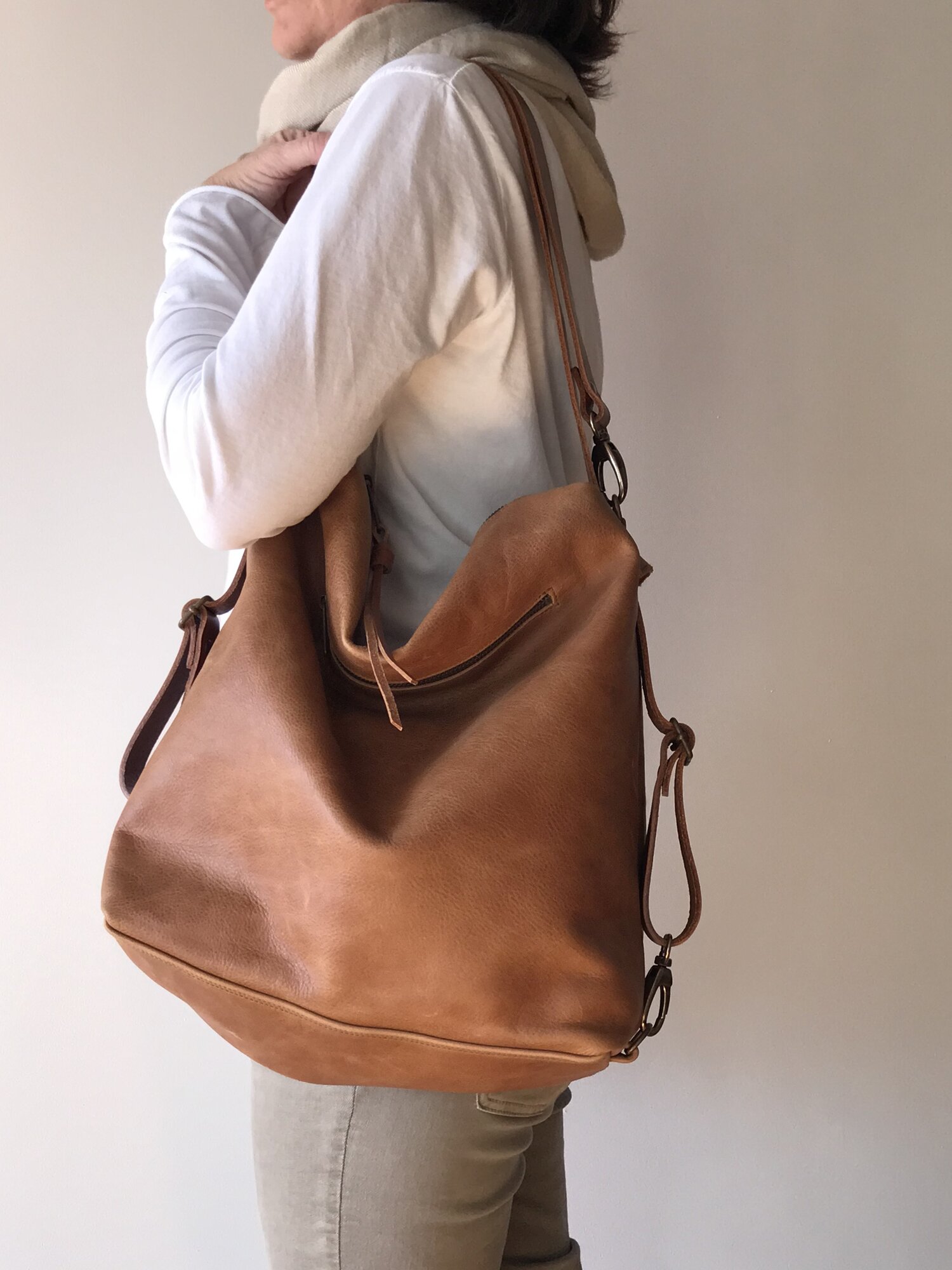 Convertible Backpack in light brown soft leather - Light brown Donos  backpack — Vermut Atelier