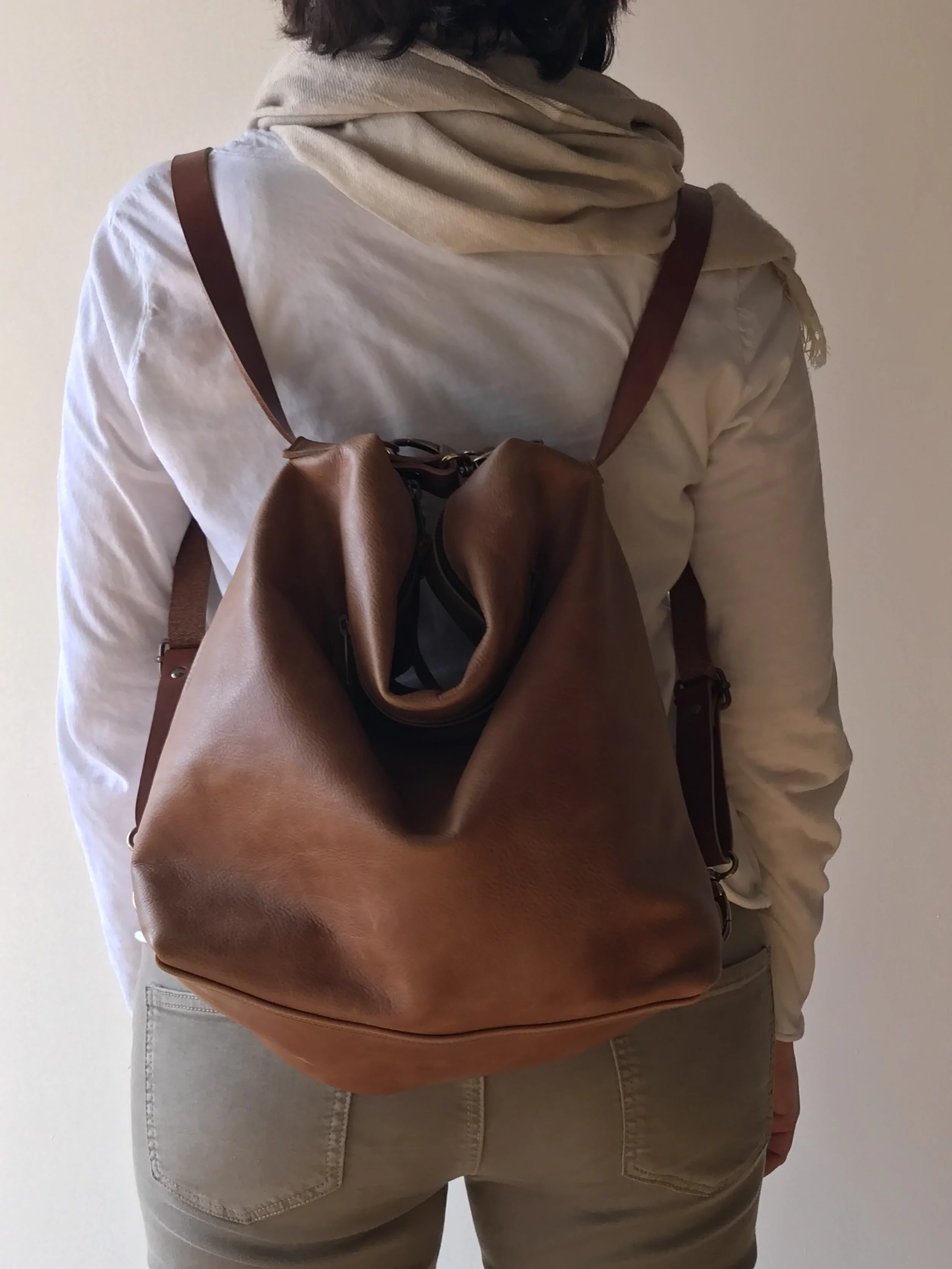 light tan backpack