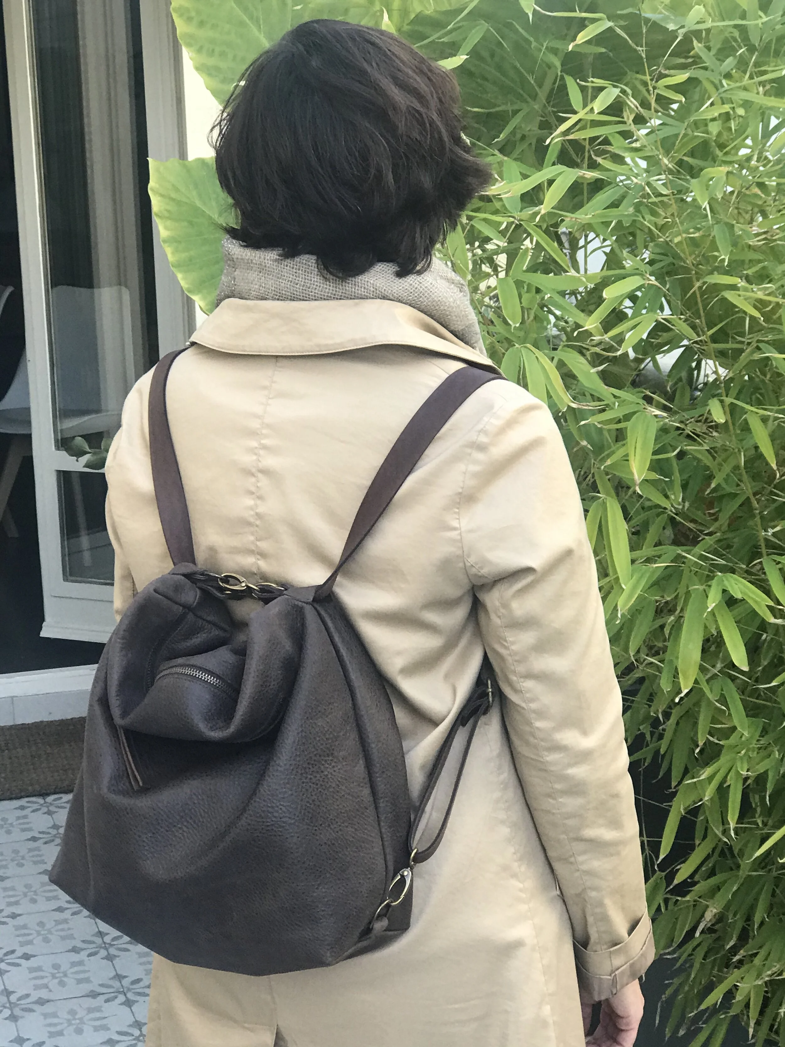 black leather convertible backpack