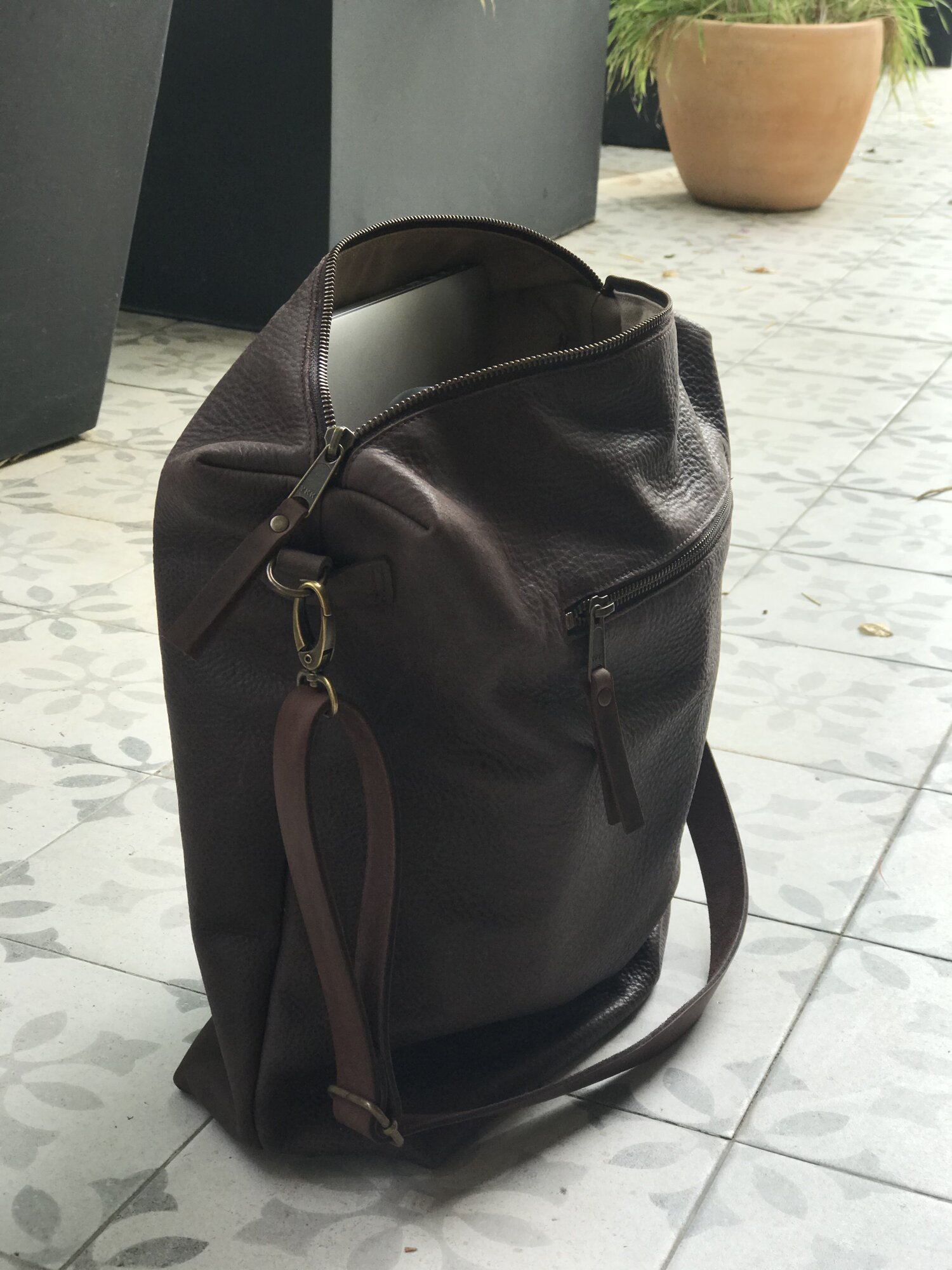 Convertible Backpack in dark brown soft leather - Dark brown Donos backpack  (Copy) — Vermut Atelier