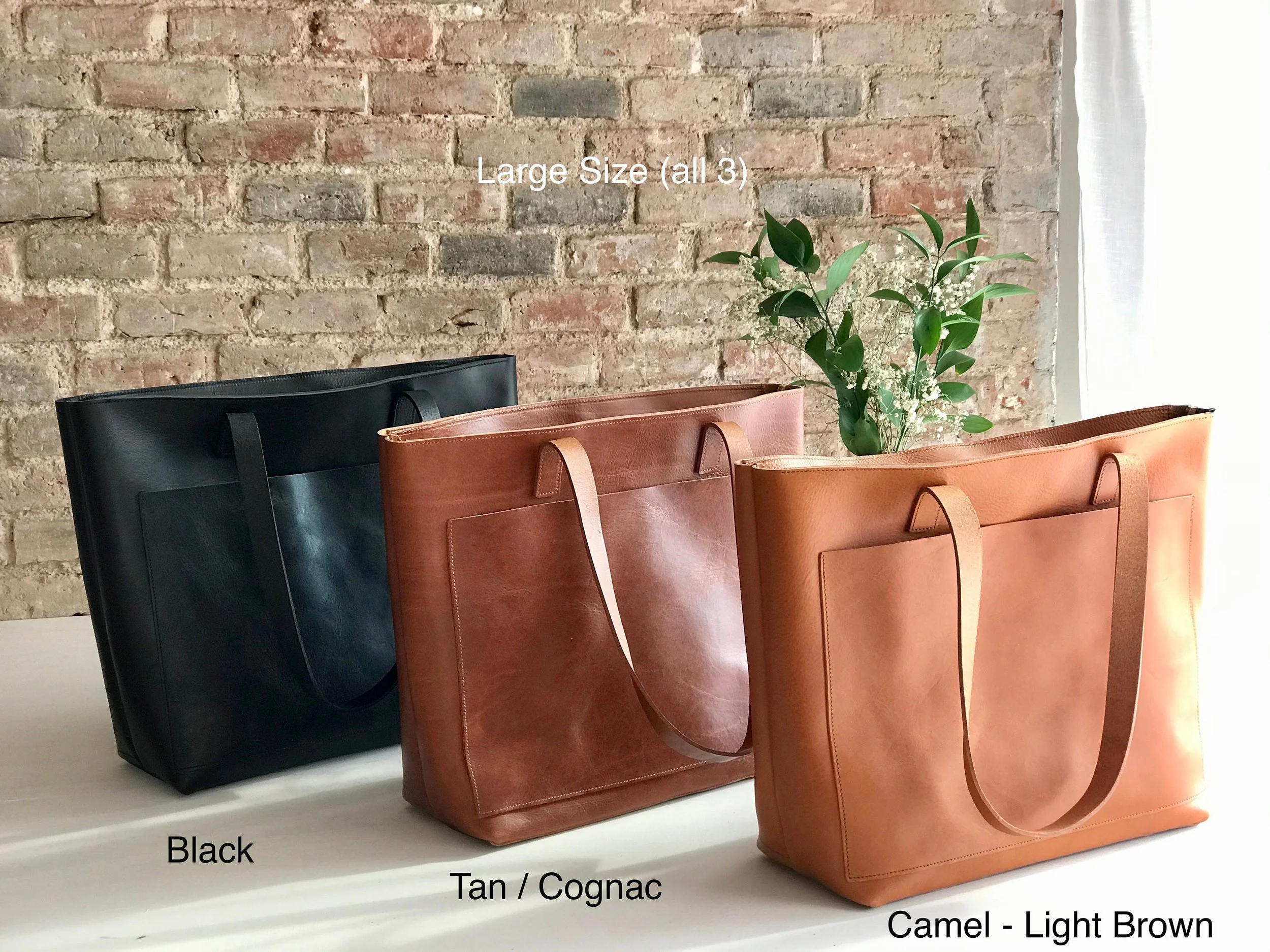 Veg tanned leather bag available in 4 