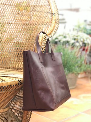 Oversized Tan / Cognac Leather Bag with outside pockets. Cap Sa Sal Bag  Collection. — Vermut Atelier