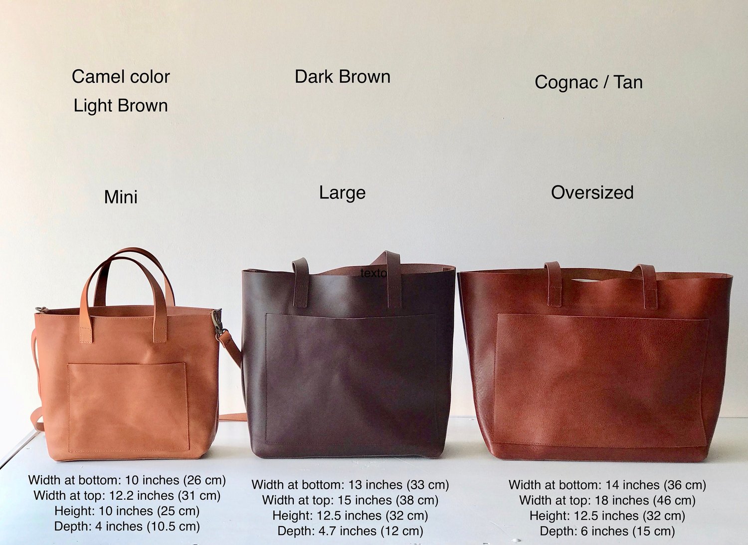 MEDIUM Camel Leather tote bag with large outside pocket. Cap Sa Sal Bag  with Pocket. Handmade. — Vermut Atelier