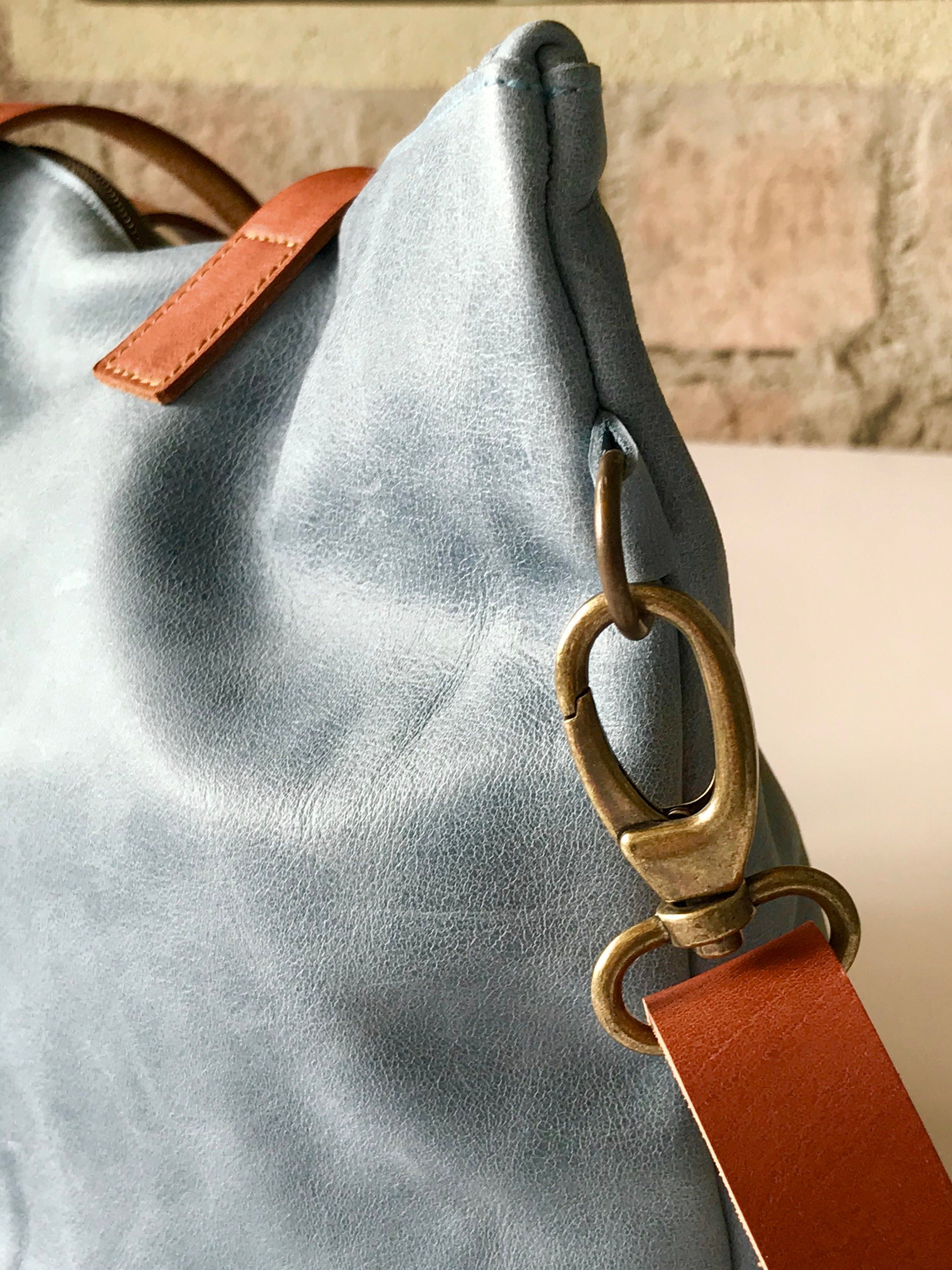 Wooden Handles Leather Bag – B Pozzitive Bags - Upcycled Leather