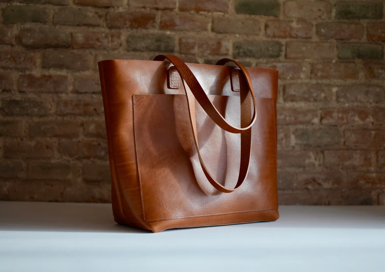 Handmade Leather Cognac Brown Leather Tote Backpack Hand Stitched Vintage Cognac Travel Leather Bag – Artihandmade main image 3