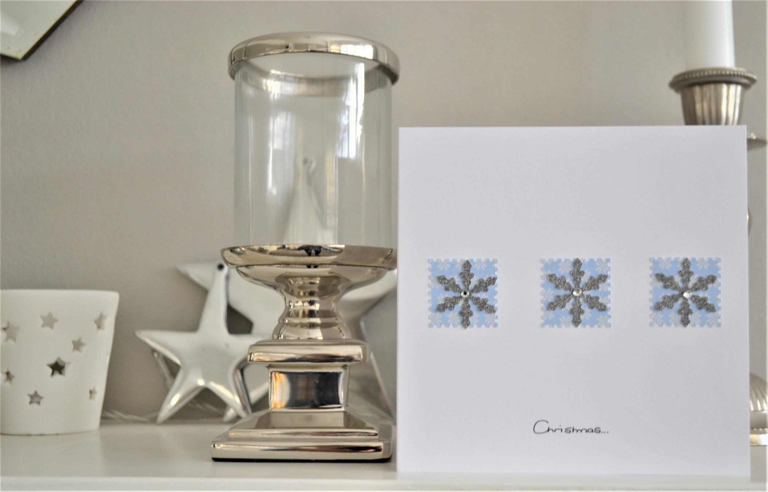 Trio of blue snowflakes