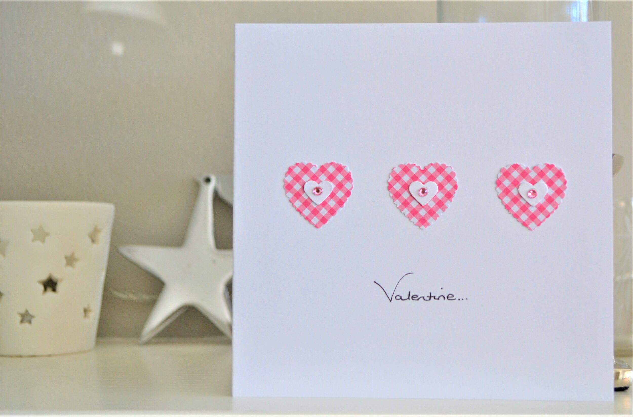 Pink Gingham Hearts
