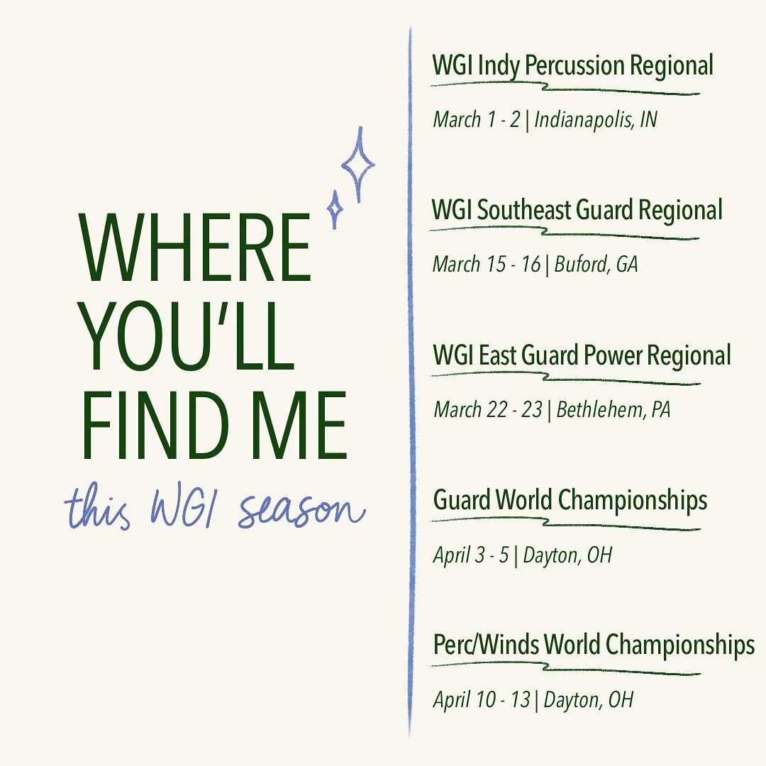 🚨 WGI 2025 travel schedule just dropped 🚨 

Come say hi this WGI season! 

#wgi2025