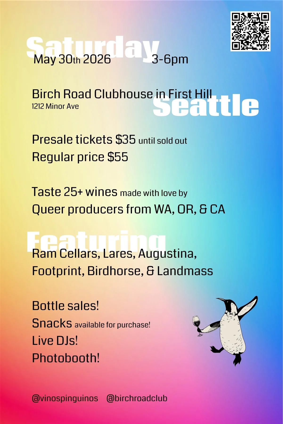 Wine &amp; Wigs - a wine festival featuring queer wineries by Vinos Pingüinos, a Seattle wine club