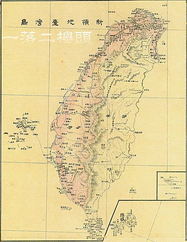 1895年日本人畫的台灣地圖,沒有著色的地方就是蕃地,就是原住民生活的空間,大約與十年前學者所做的傳統領域調查大致符合,圖片來自 這邊 。