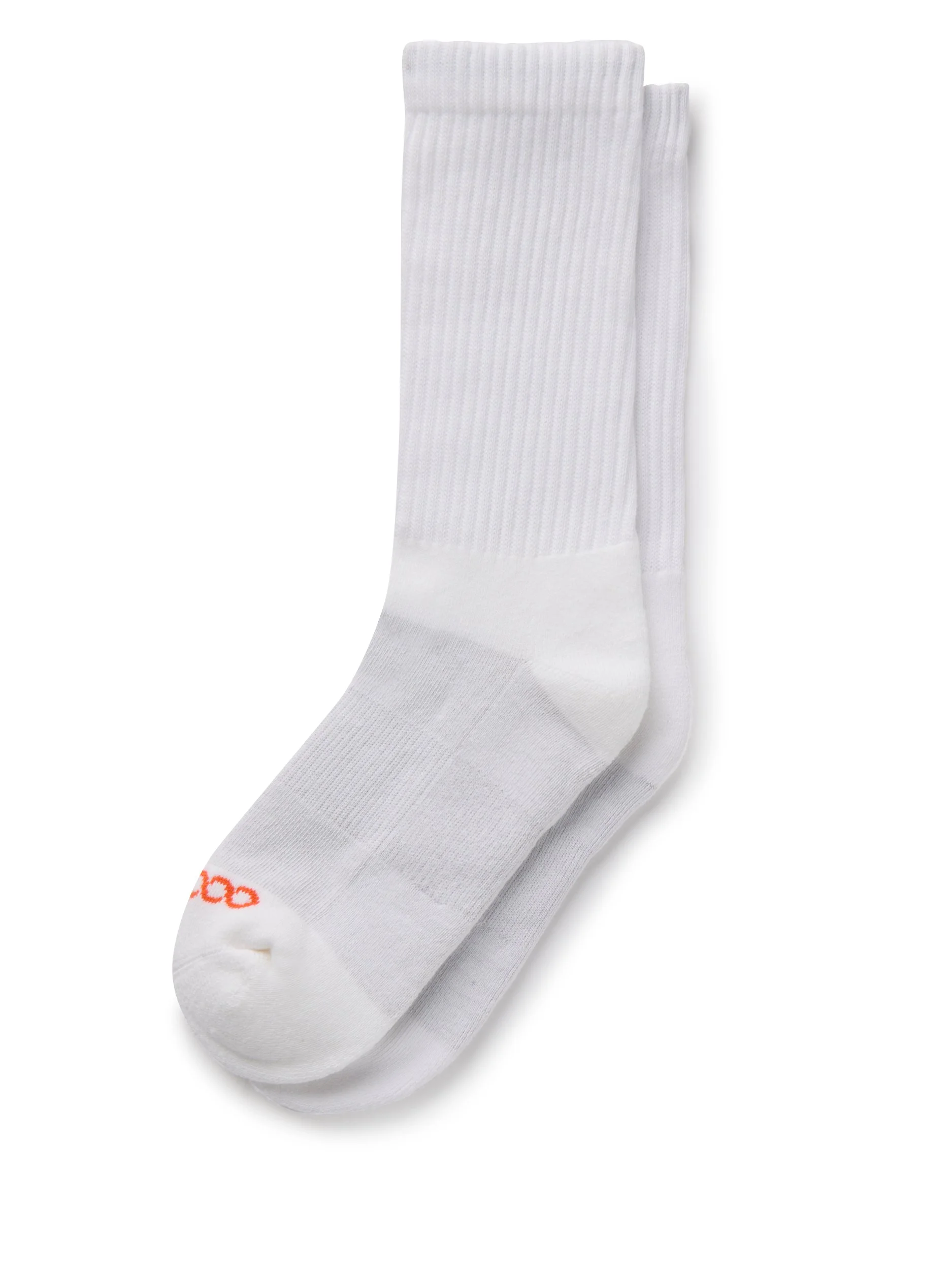 Women’s white crew-length performance socks by Agogo Active with ribbed support, breathable knit, and cushioned comfort.
