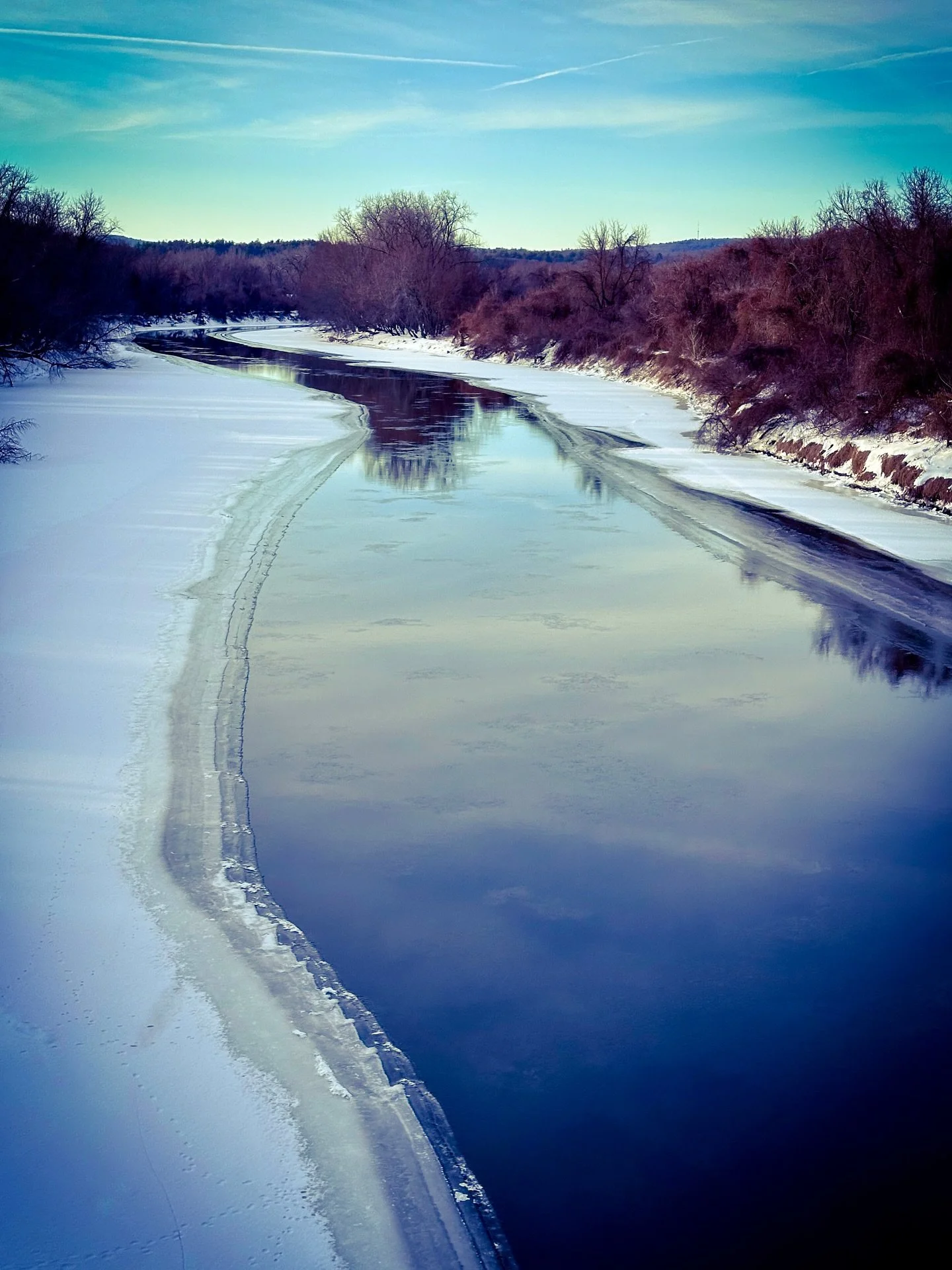 Icy, snowy river #river #wintercolors #winter #landscapephotography #landscape #view #timeless #icy #snowy