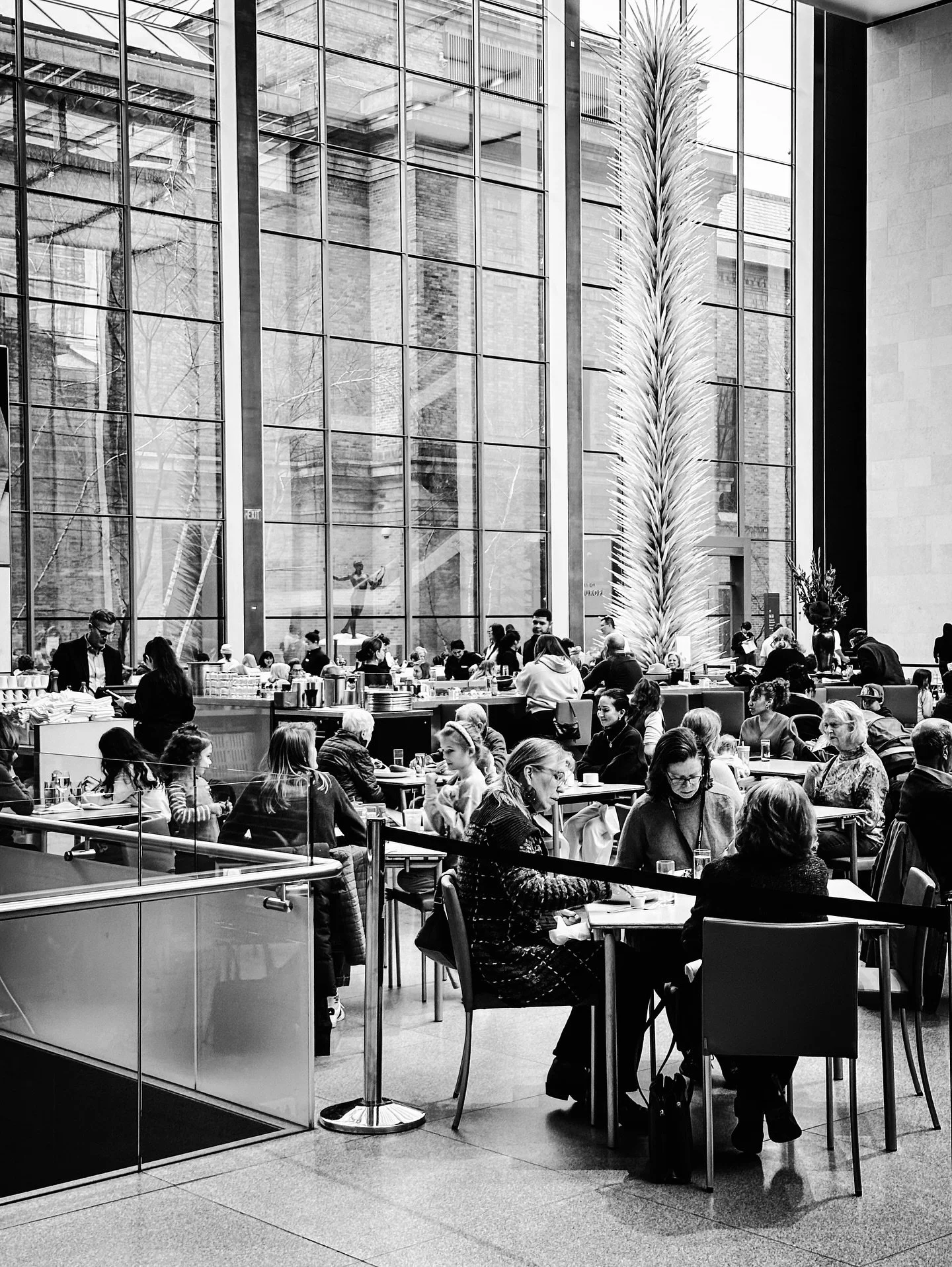 More museum views @mfaboston including &ldquo;Lime Green Icicle Tower&rdquo; by Dale Chihuly &amp; &ldquo;Please&rdquo; by Jeppe Hein (zoom in to read) #art #museum #artmuseum #boston #sculptures #blackandwhite #blackandwhitephotography #finearts #sc