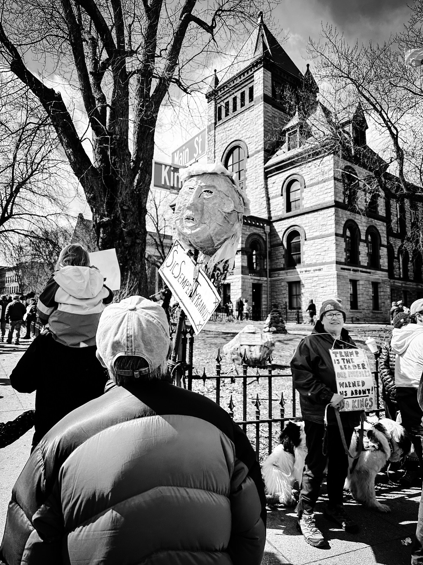No kings! #nokings #nokingsprotest #blackandwhite #blackandwhitephotography #streetphotos #streetphotography #protest #freespeech