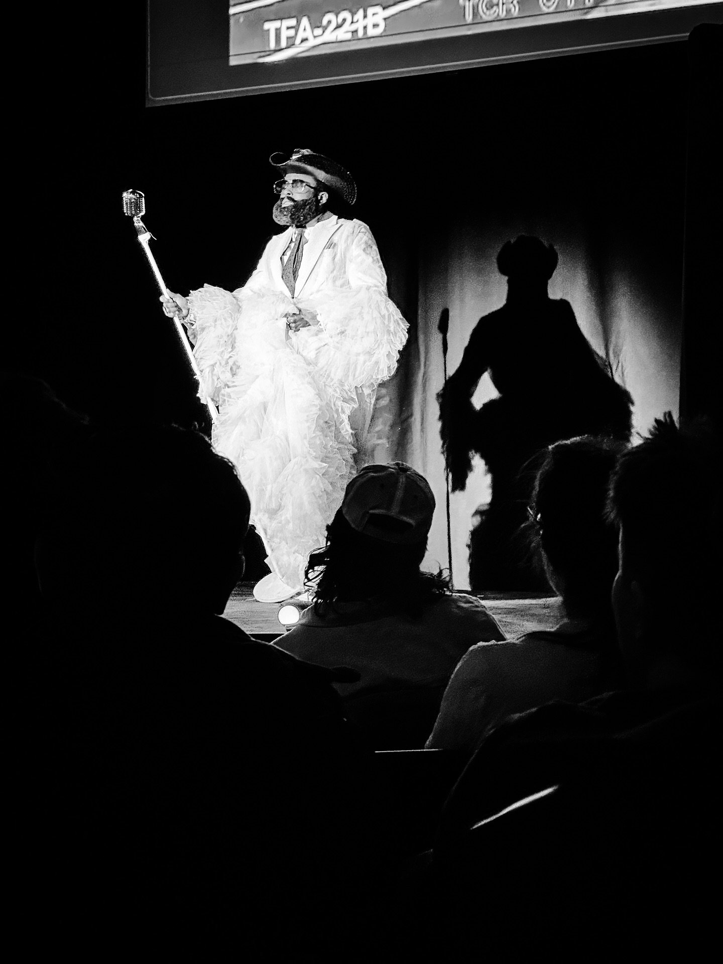 Amazing show! Thanks to @kingmolasses @amherstqrc &amp; all the incredible drag artists at the amherst college show 4/7/26 #dragshow #dragperformer #dragking winner of @kingofdragtv #blackandwhite #blackandwhitephotography