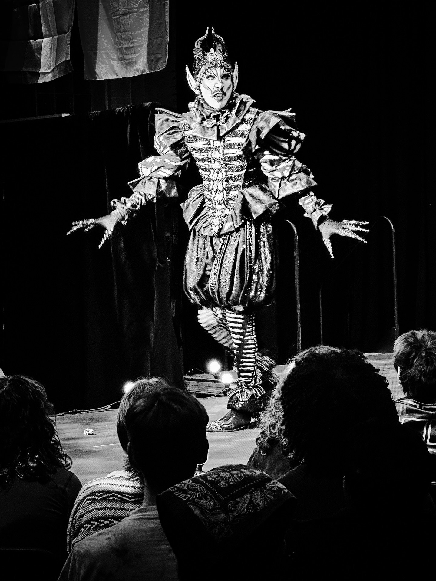 Amazing show! Thanks to @greymatterfx @amherstqrc &amp; all the incredible drag artists at the amherst college show 4/7/26 #dragshow #dragperformer finalist on @bouletbrothersdragula #blackandwhite #blackandwhitephotography