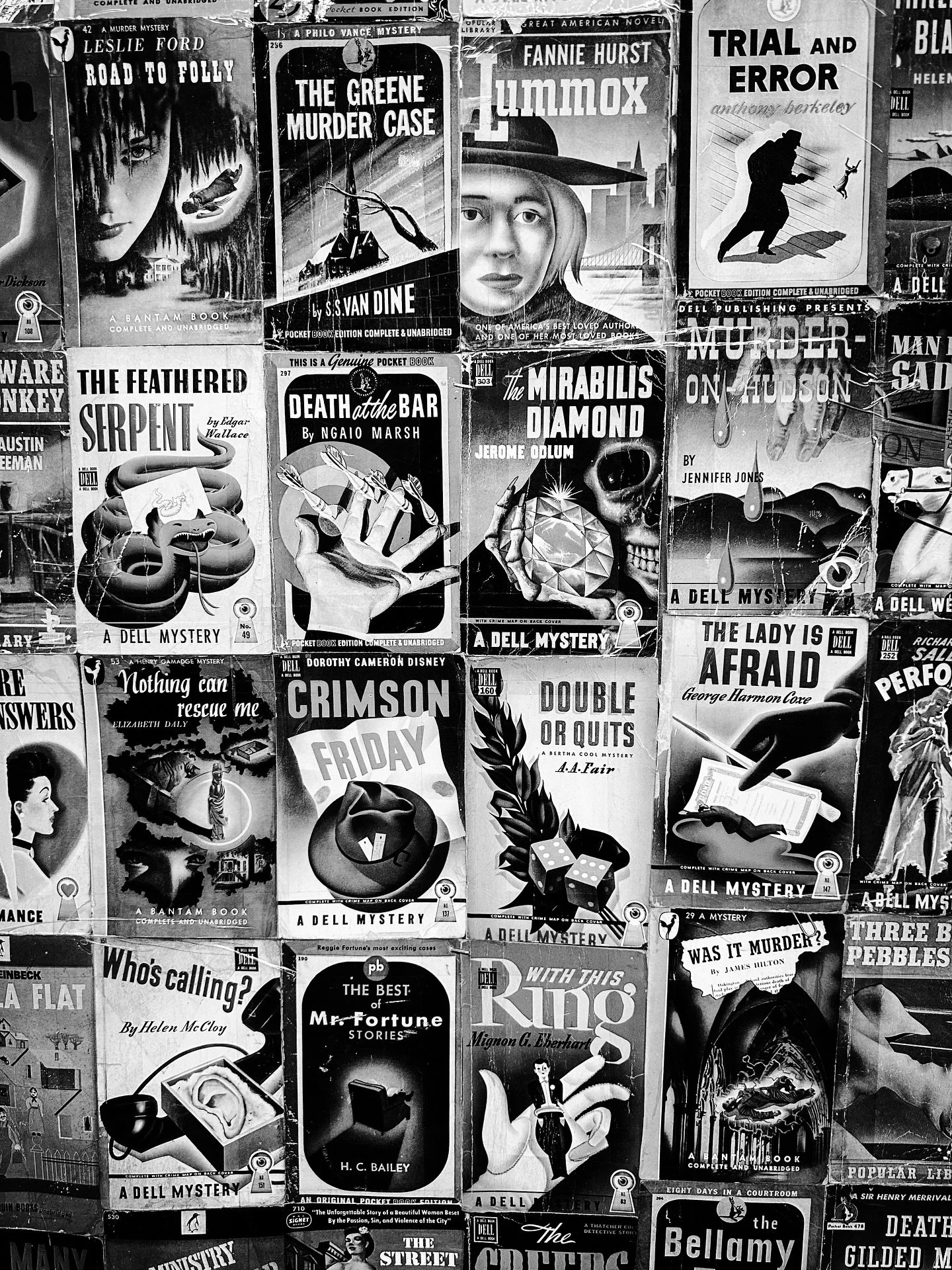 #noir #mystery #mysterybooks #pulpfiction #vintage #books @ravenusedbooks #bookstore #blackandwhite #blackandwhitephotography #colors #colorphotography #classic #timeless #bookcovers