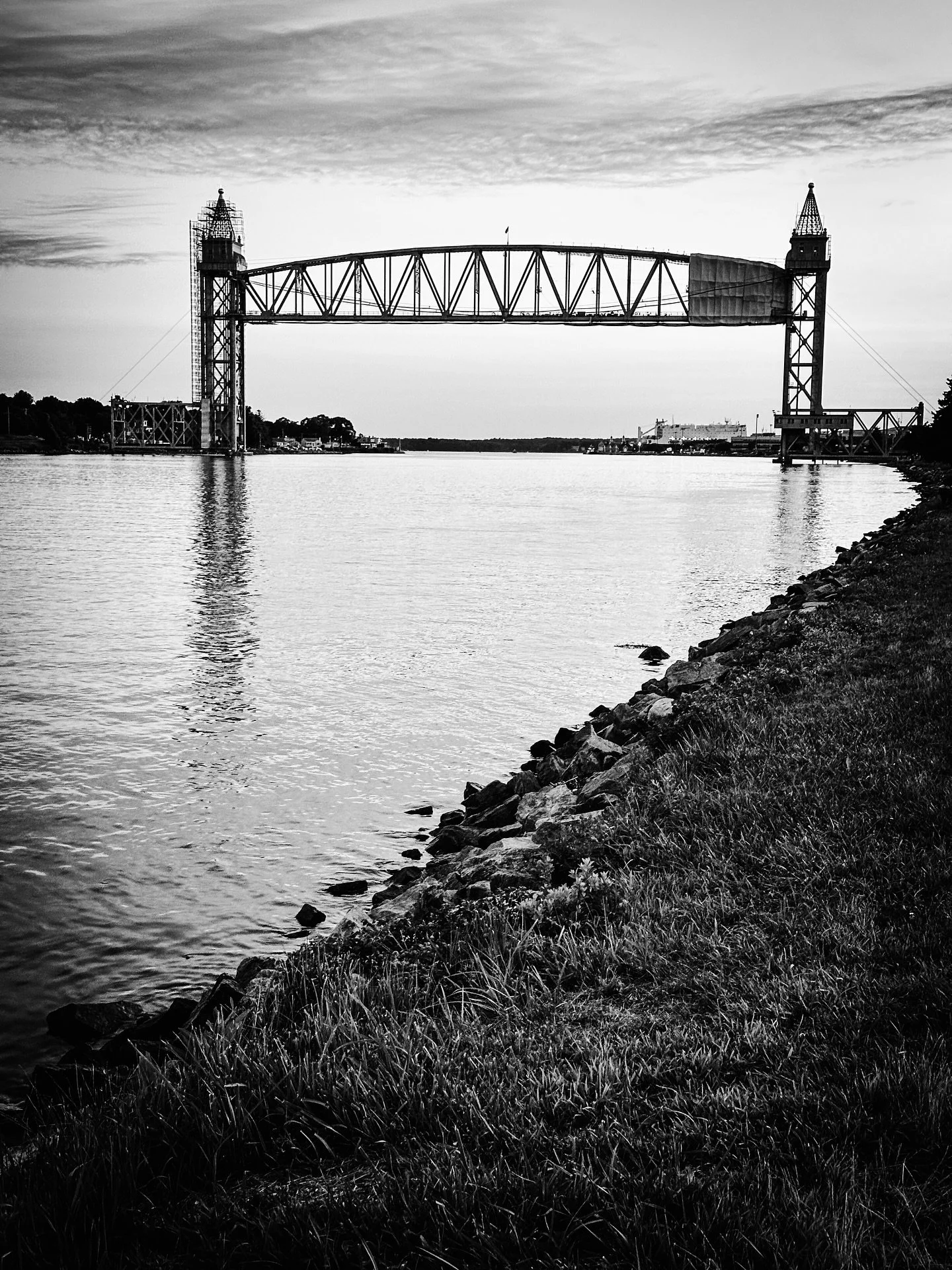 Cape Cod Canal sunset #capecod #sunset #canal #bridge #blackandwhite #blackandwhitephotography #architechture #landxcape #landscapephotography