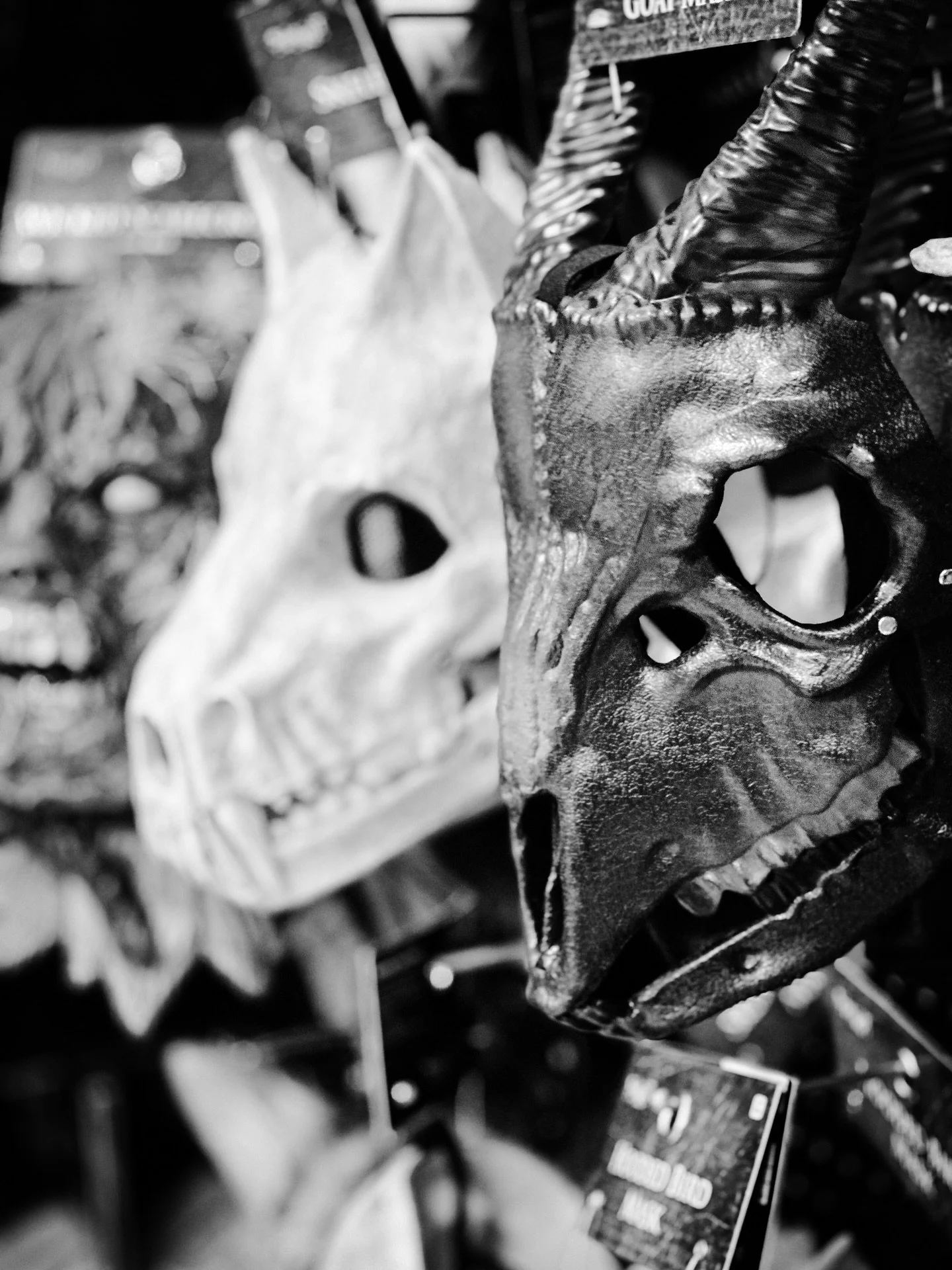 Spooky season #halloweeniscoming #spooky #spookyseason #halloweenmasks #halloweendecorations #blackandwhite #blackandwhitephotography