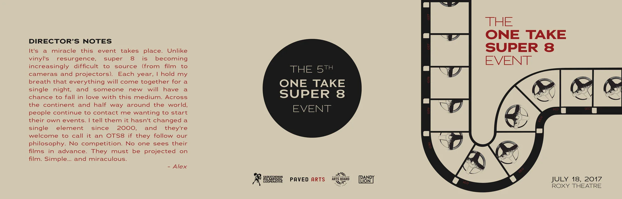 THE ONE TAKE SUPER 8 EVENT 2017 - PROGRAM DESIGN