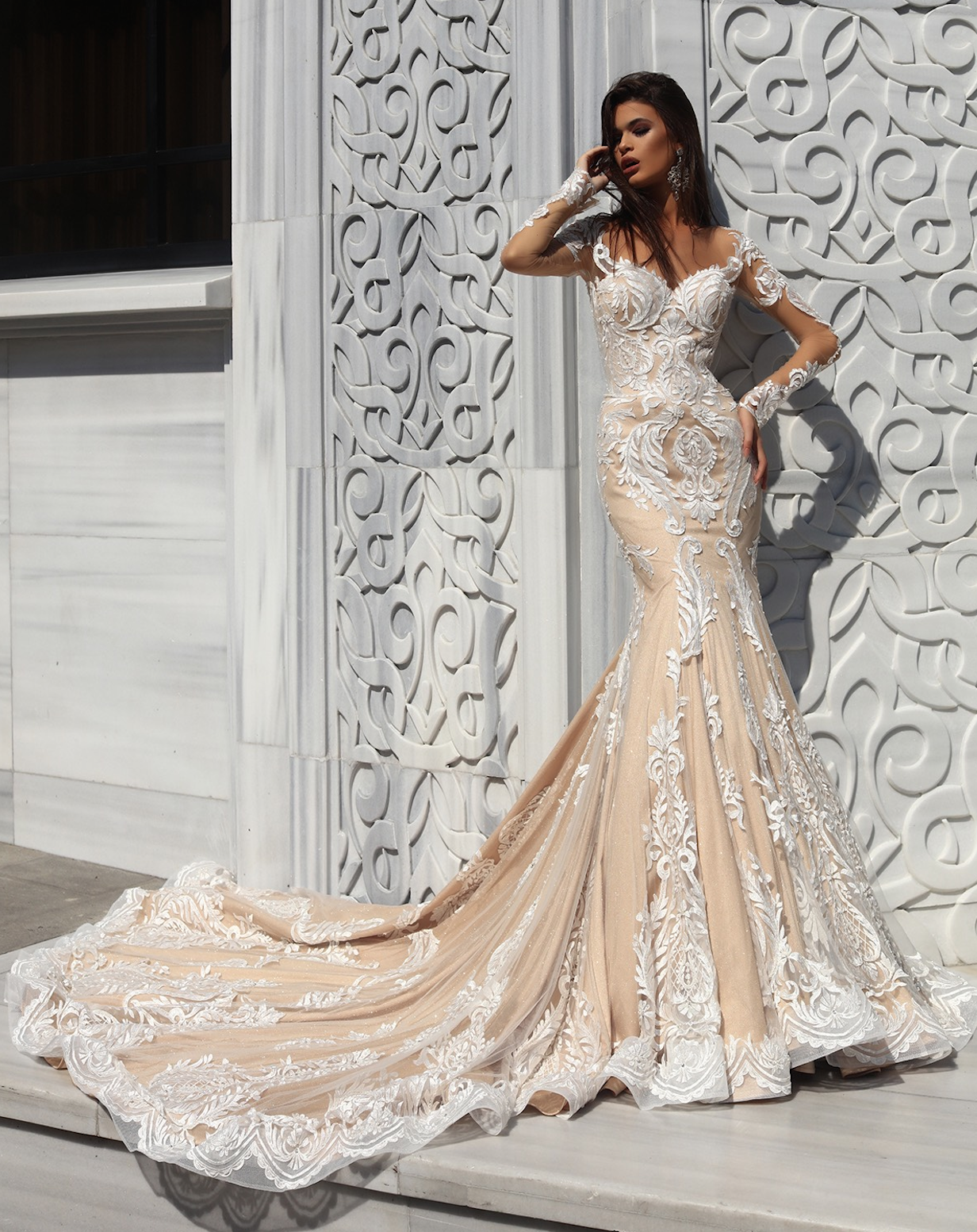 slim fit dress slacks Classic Black and Gold Mermaid Wedding Dresses with One Long Sleeve –  Rosymae main image 0