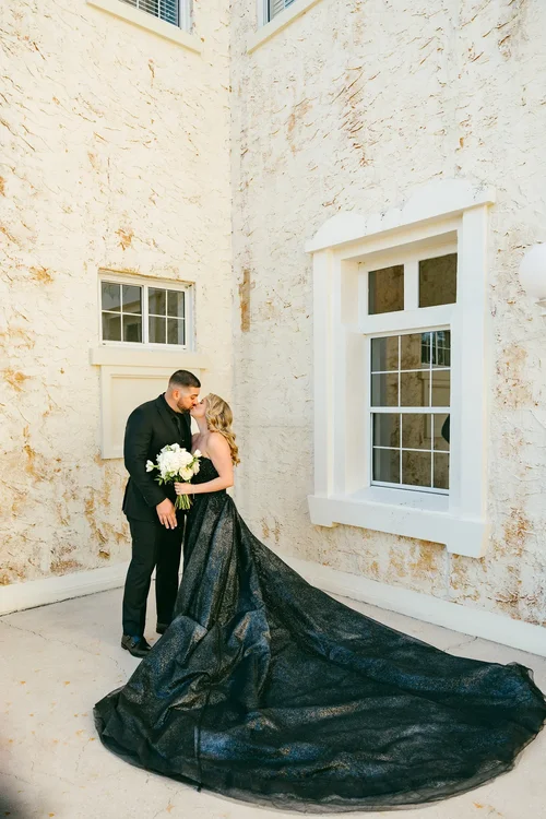 Alex wearing her Bridal Gown Studio black wedding dress