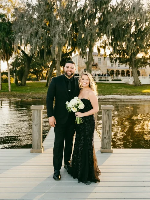 Alex wearing her Bridal Gown Studio black wedding dress