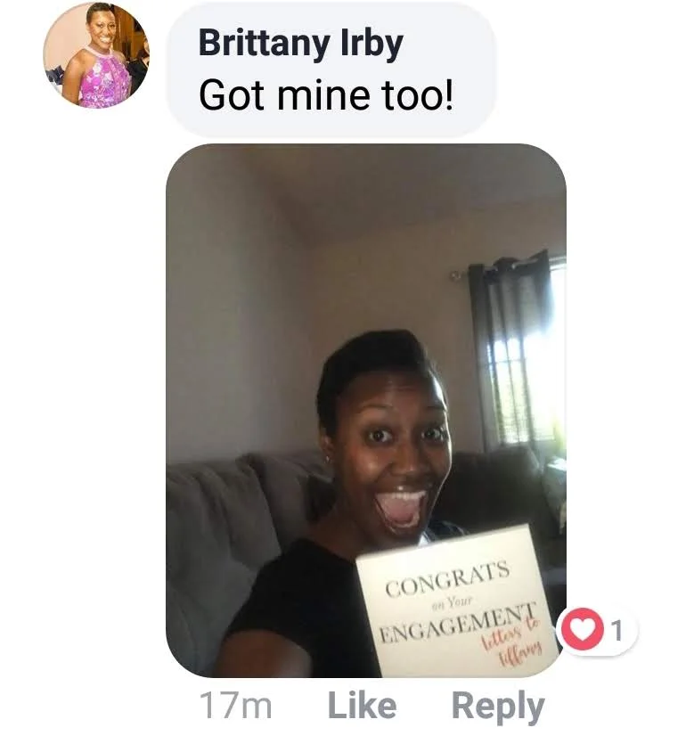 Readers share their thoughts on Congrats on Your Engagement: Letters to Tiffany.