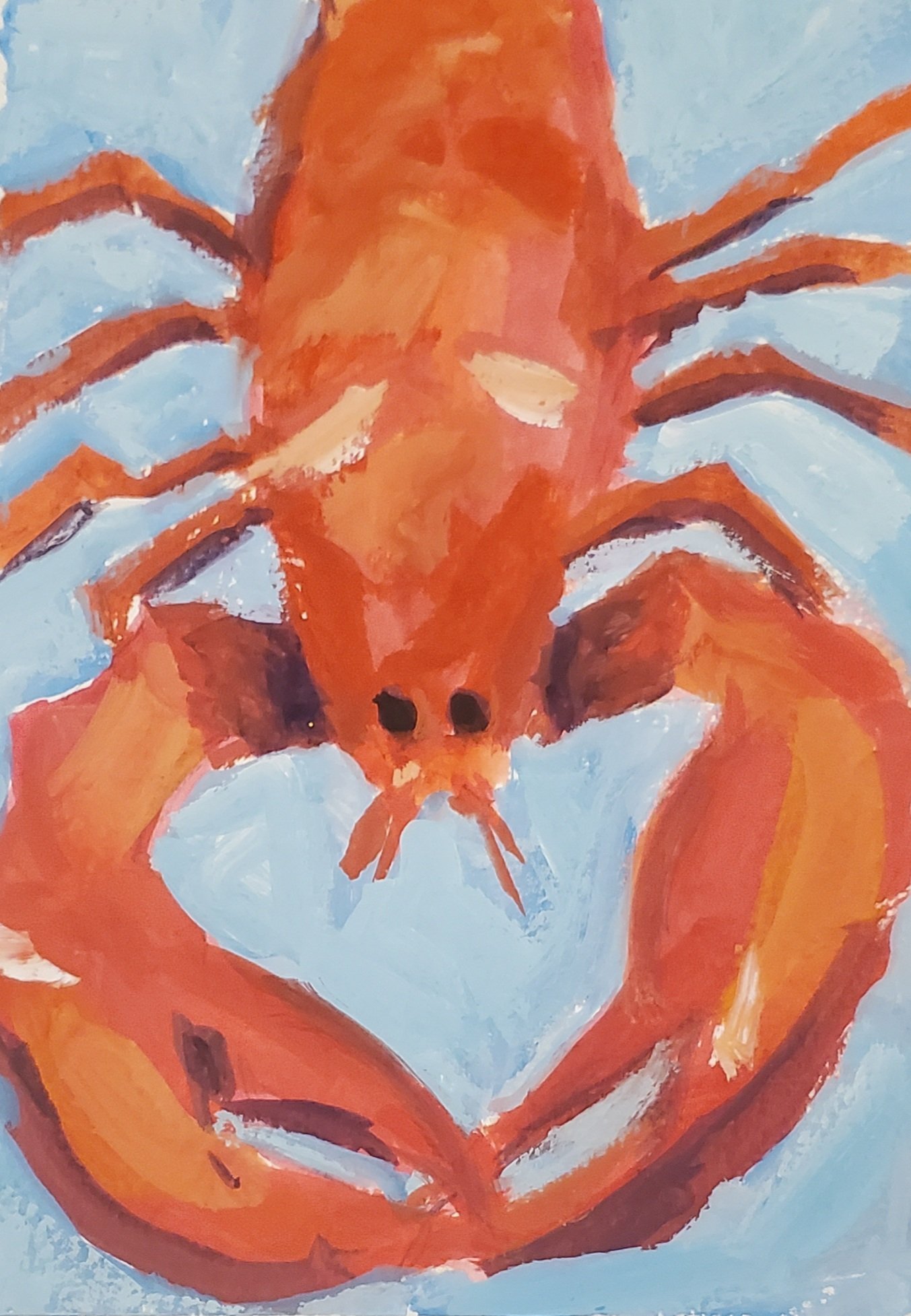 Red Lobster, 6"x8", Guache